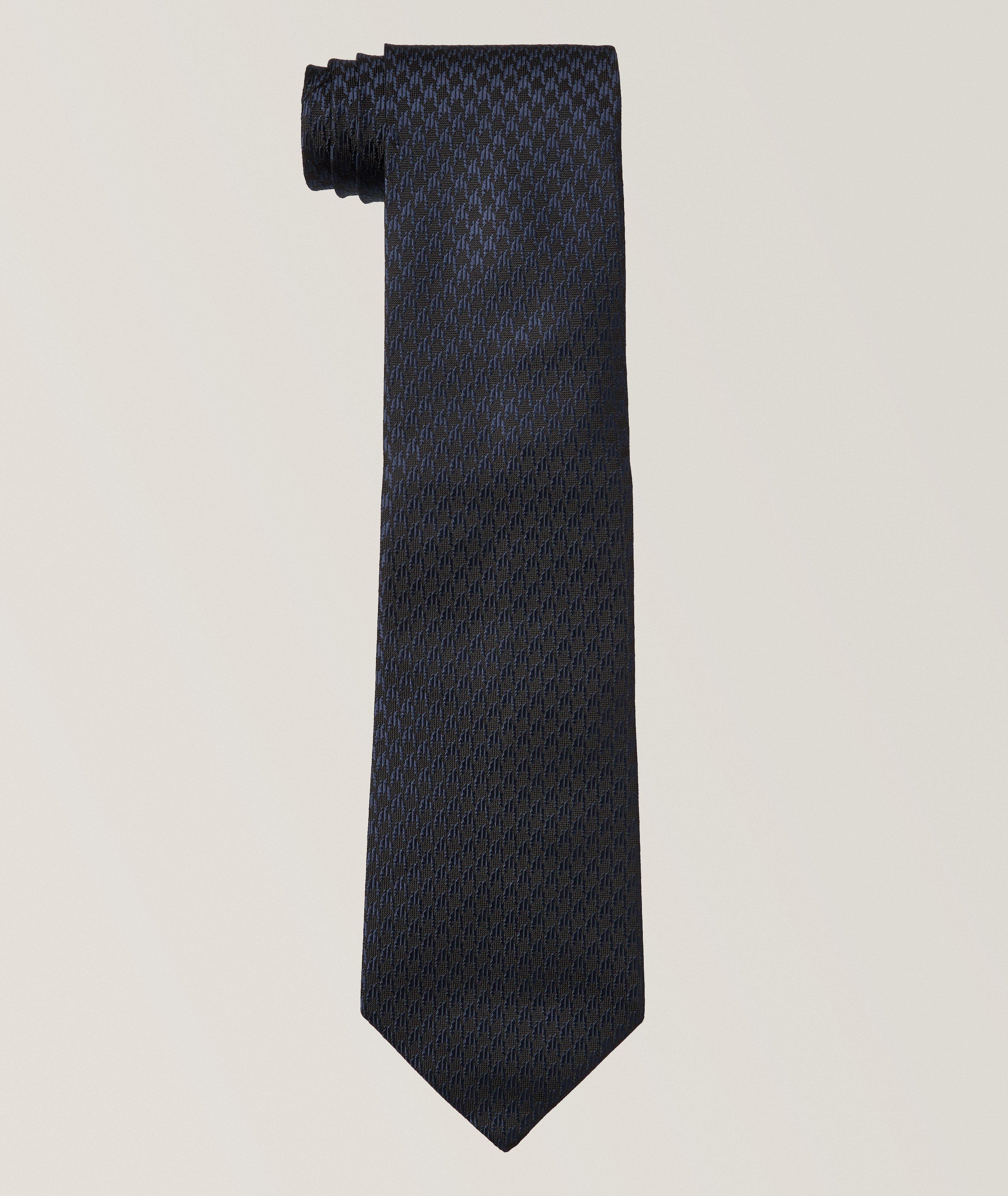 Tonal Pied De Poule Silk Tie