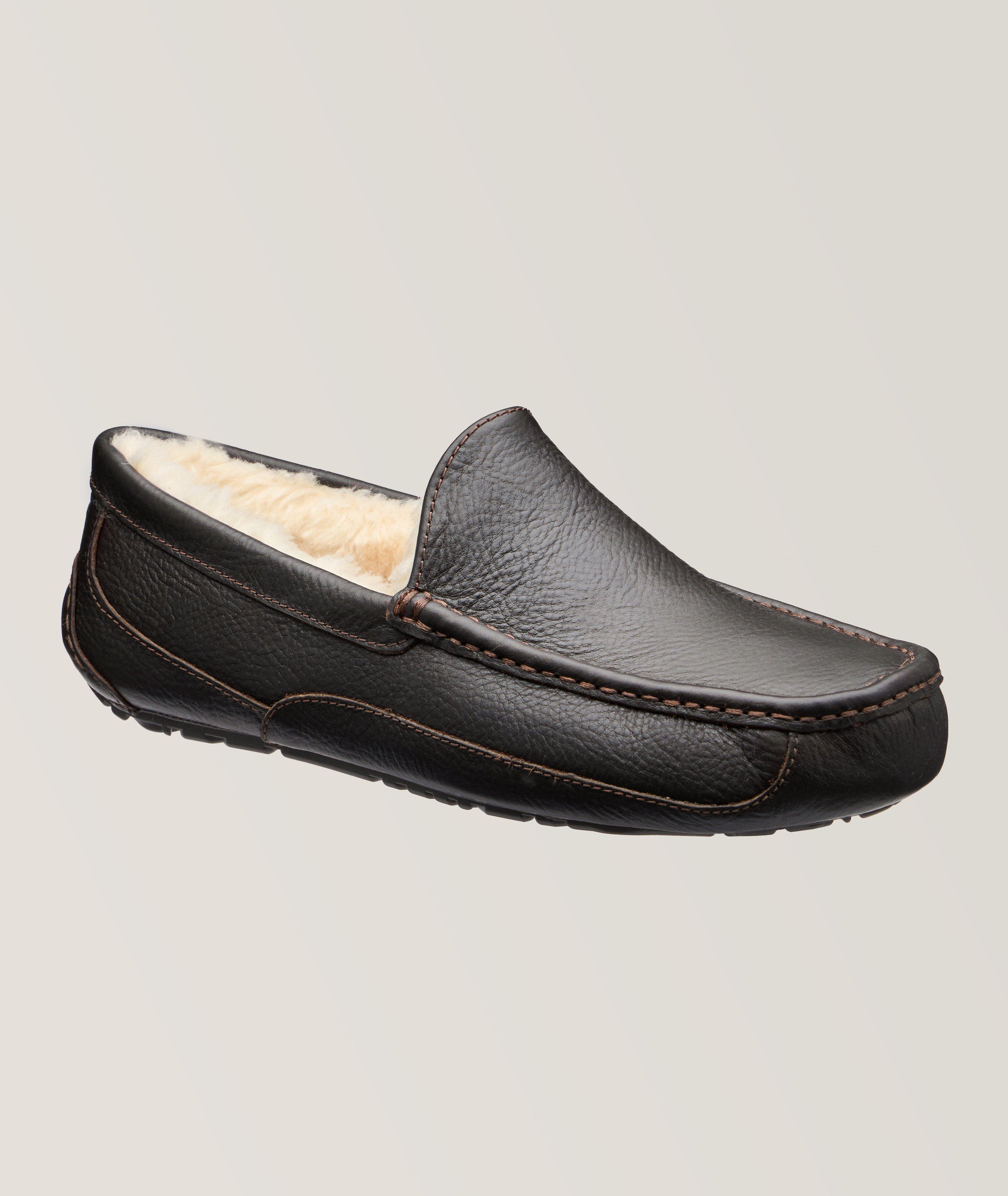 UGG Mocassin Ascot En Cuir Et En Rason En Brun , Taille Homme 12