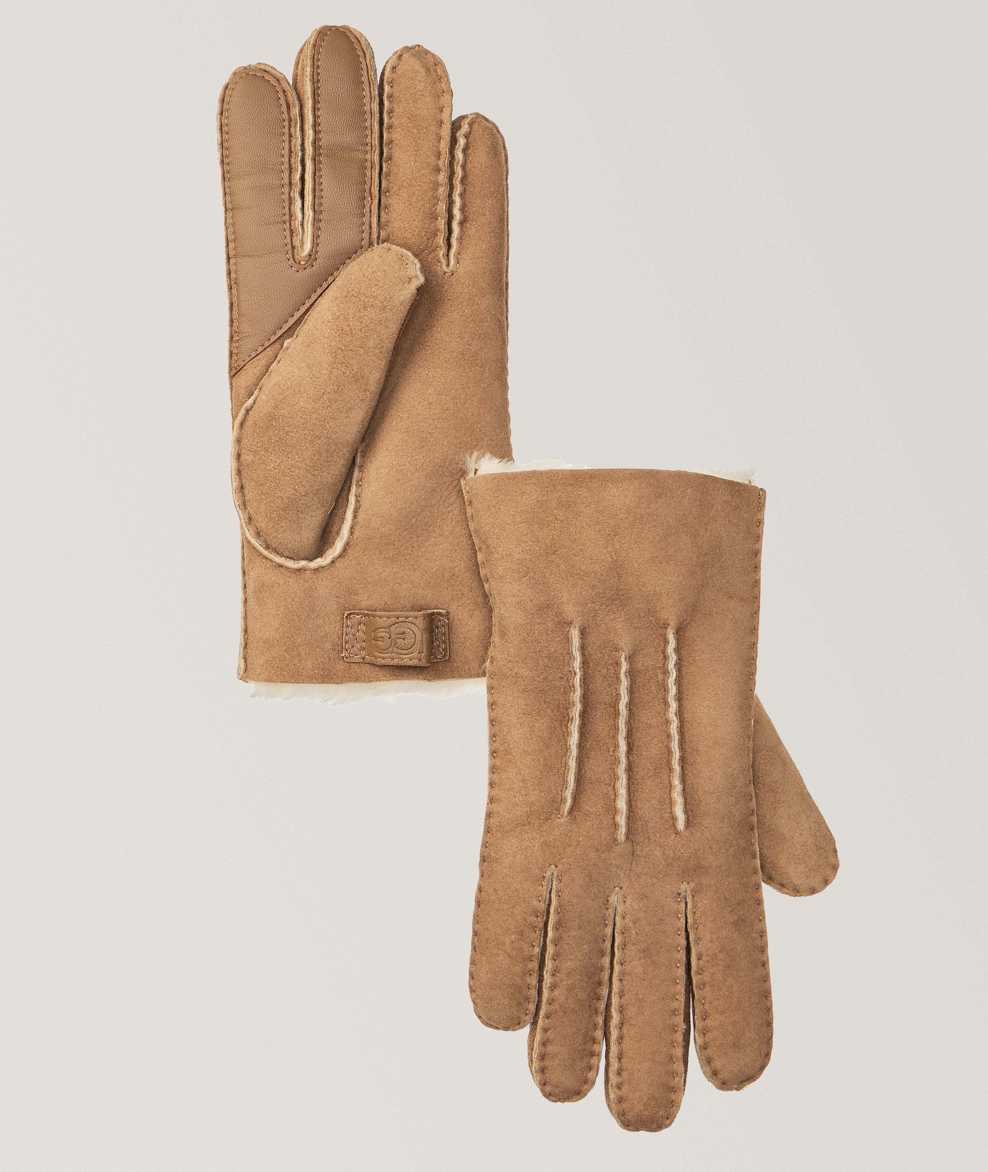 Three-Point Leather & Shearling Tech Gloves