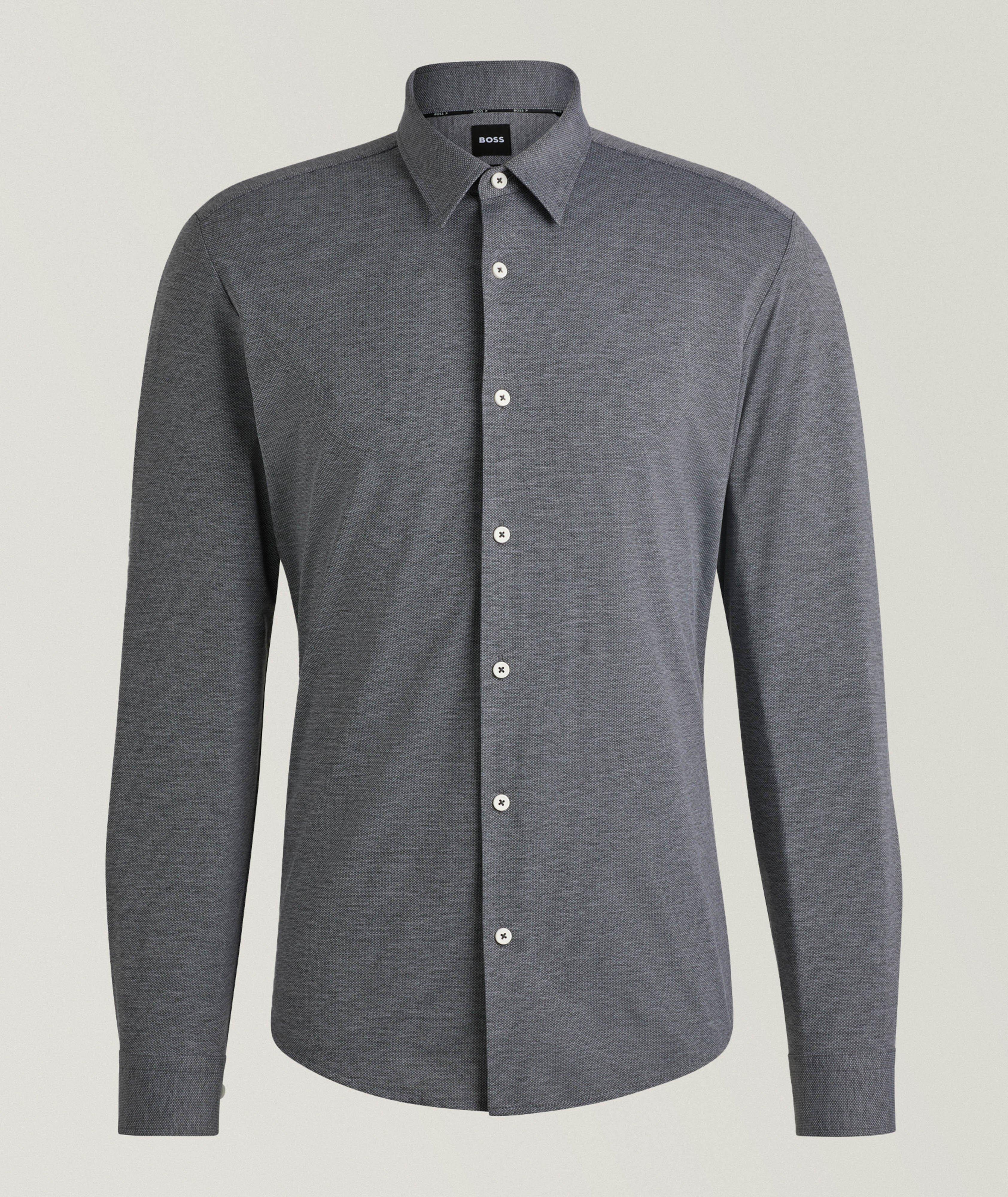 BOSS Chemise Roan En Tissu Technique Extensible En Gris , Taille Homme Petit