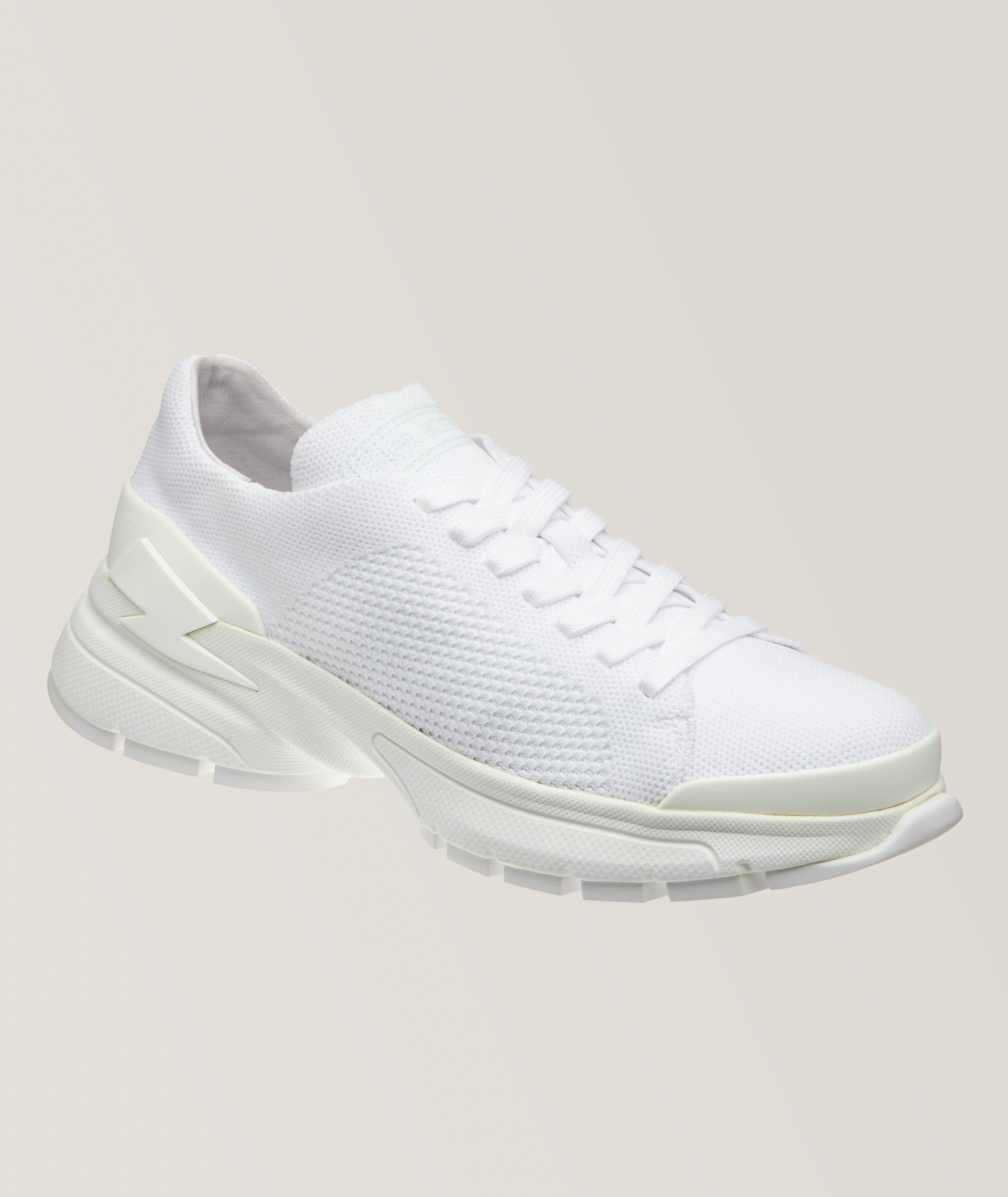 Neil Barrett Bolt Textile Sneakers In White , Men's Size 41