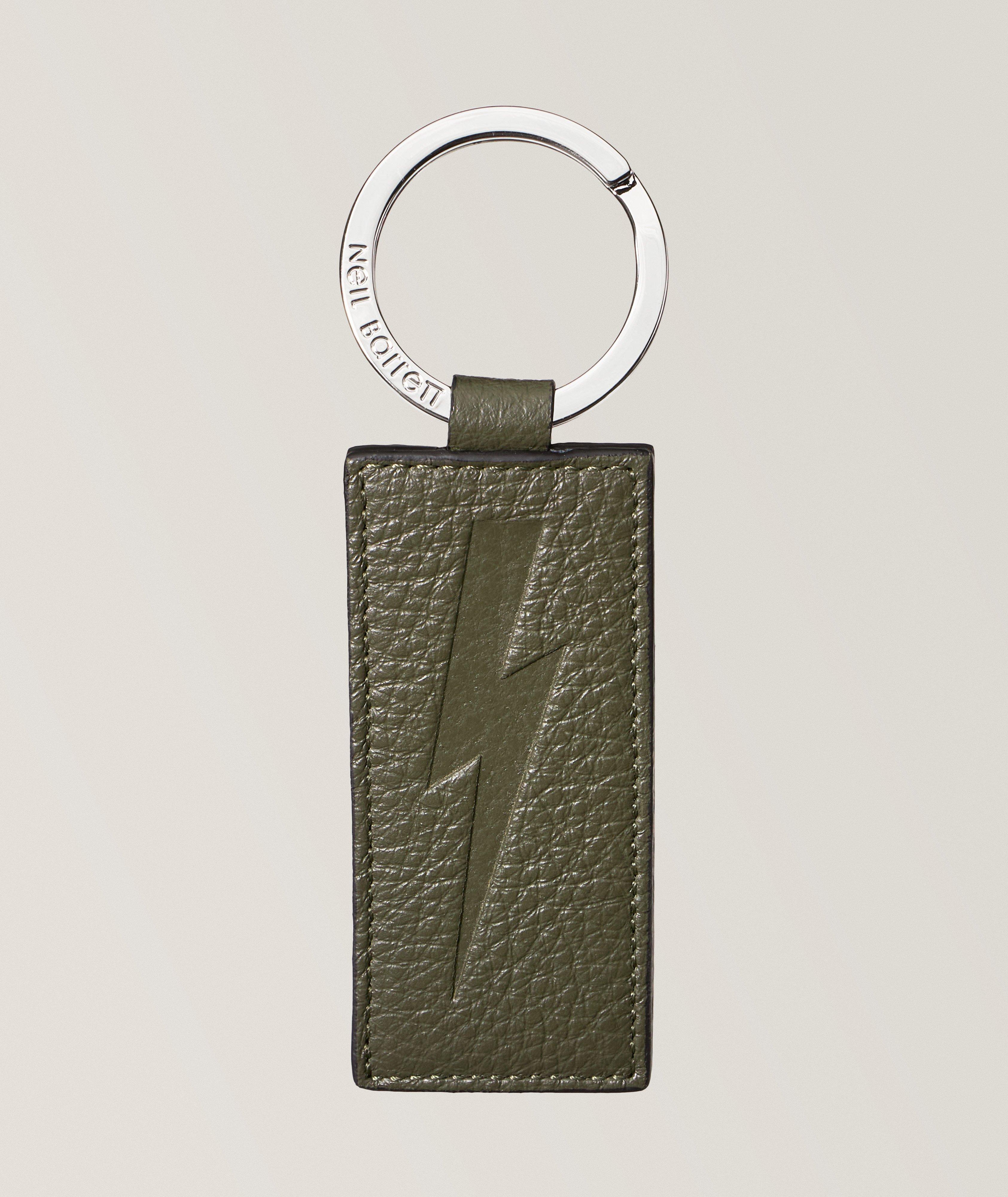 Neil Barrett Easy Grained Leather Keychain In Green