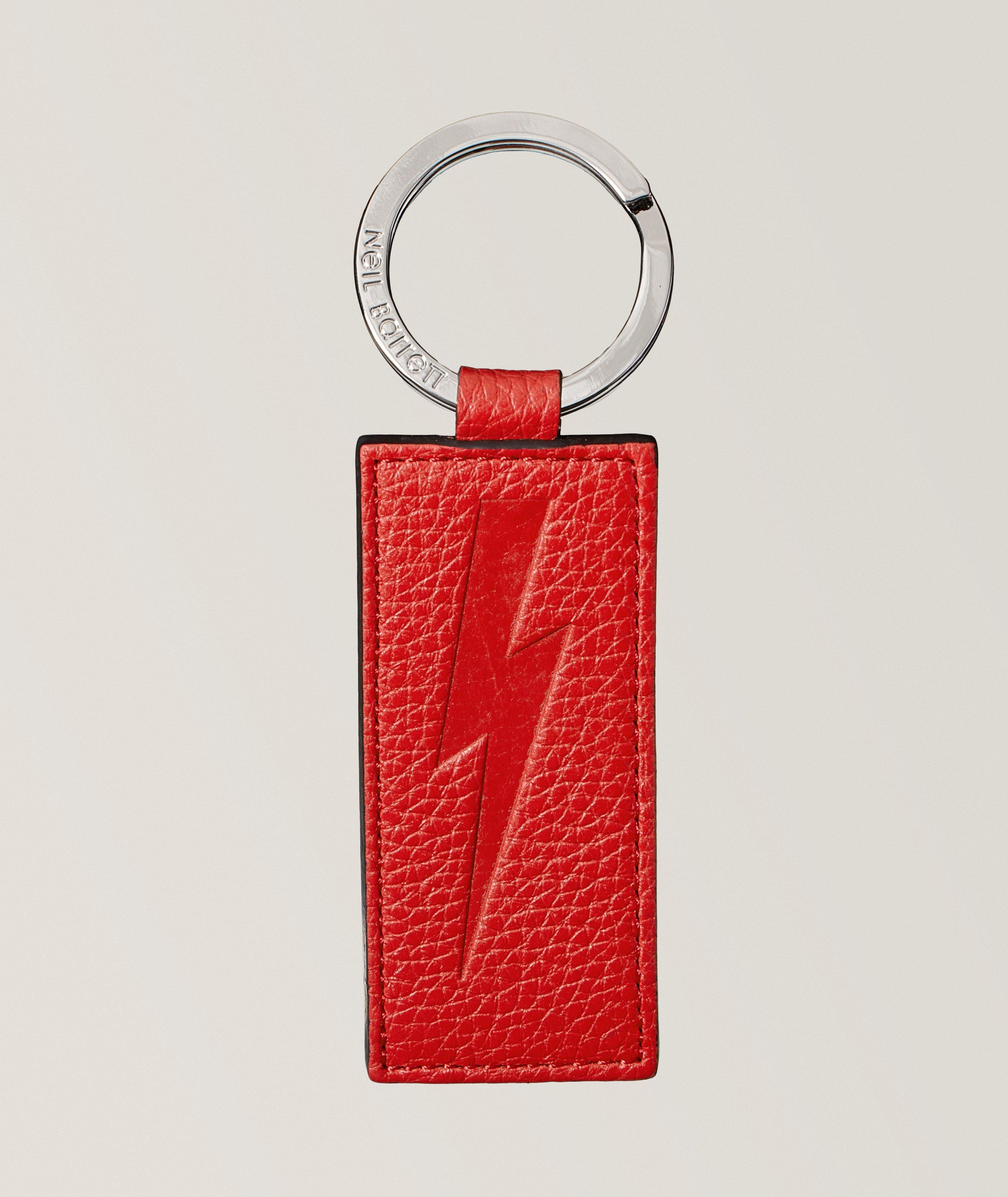 Neil Barrett Easy Grained Leather Keychain In Red