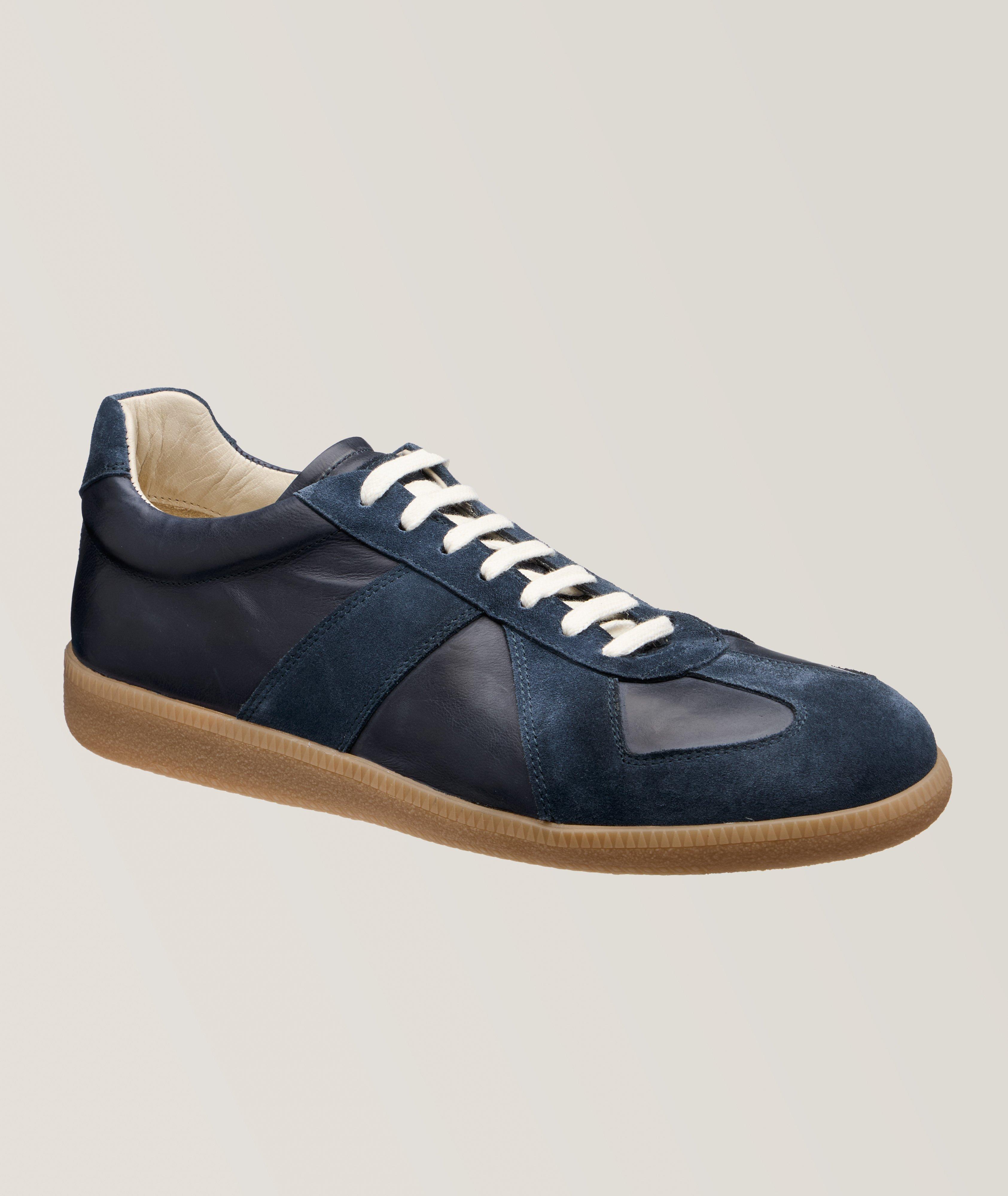 Elia Maurizi Chaussure Sport En Cuir Nappa Et En Suède En Bleu , Taille Homme 41