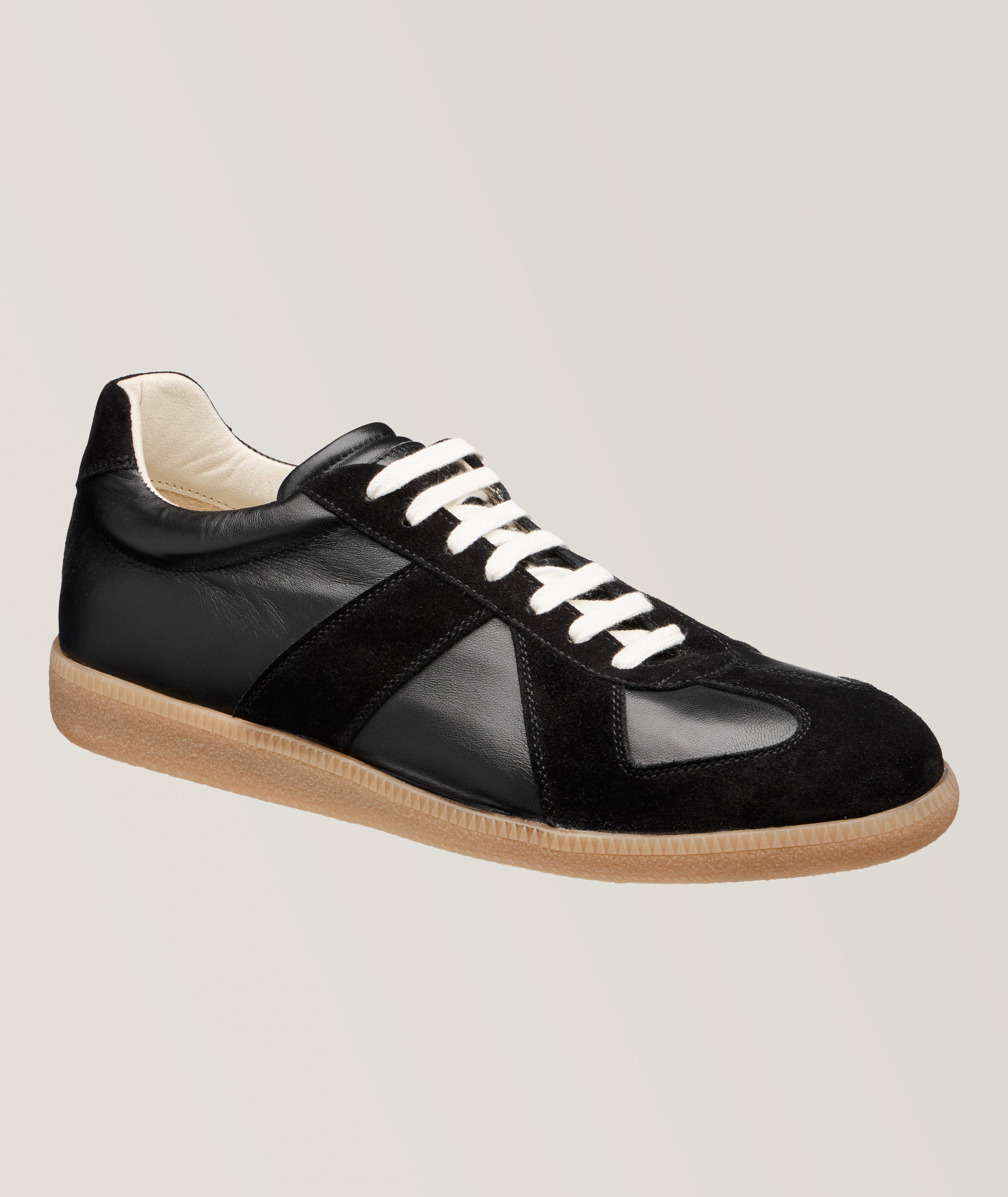 Elia Maurizi Chaussure Sport En Cuir Nappa Et En Suède En Noir , Taille Homme 44