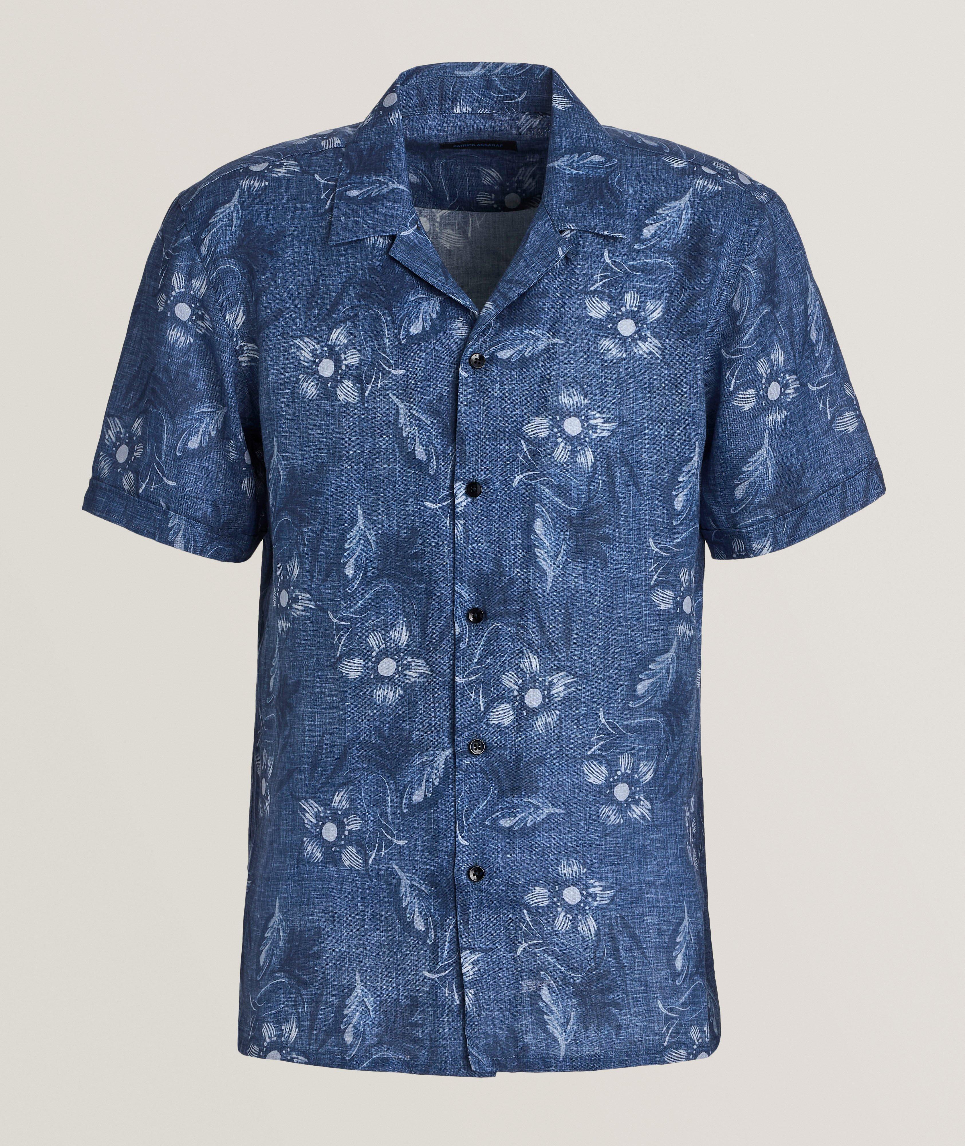 Floral Print Linen Camp Shirt image 0