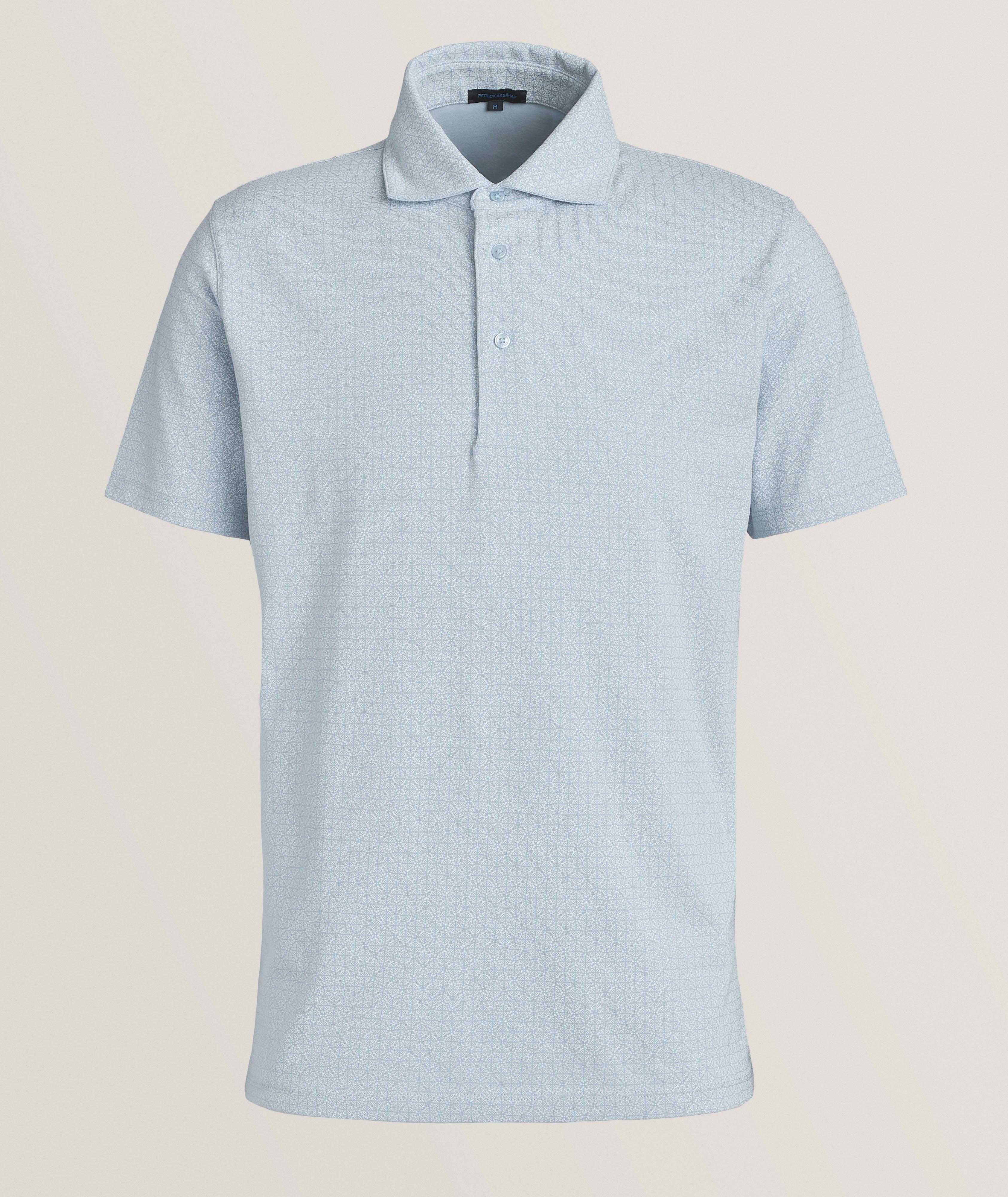 Patrick Assaraf Polo En Coton Pima Extensible À Motif Géométrique En Bleu , Taille Homme Petit