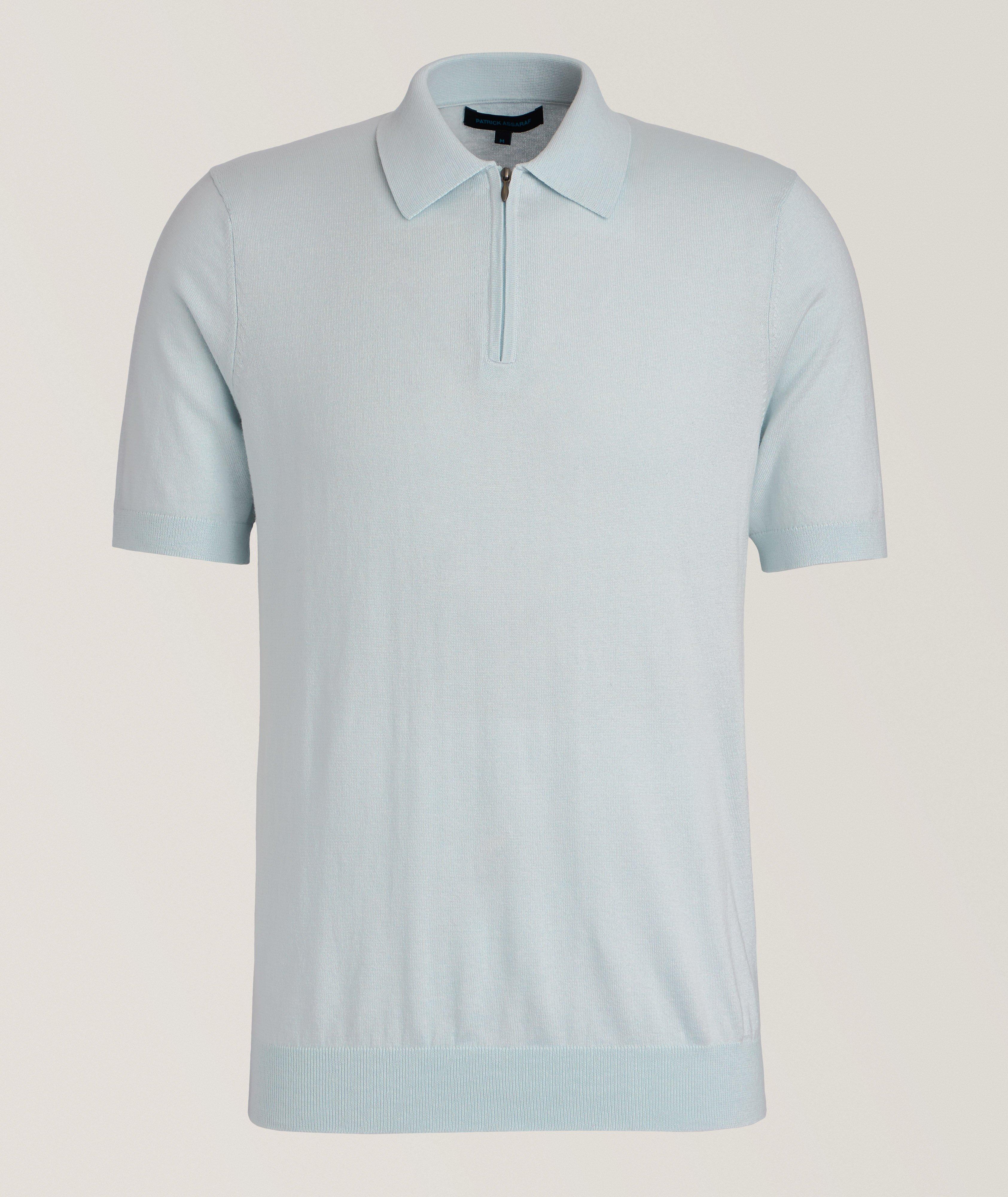 Patrick Assaraf Polo En Mélange De Coton À Glissière Partielle En Bleu , Taille Homme TTG