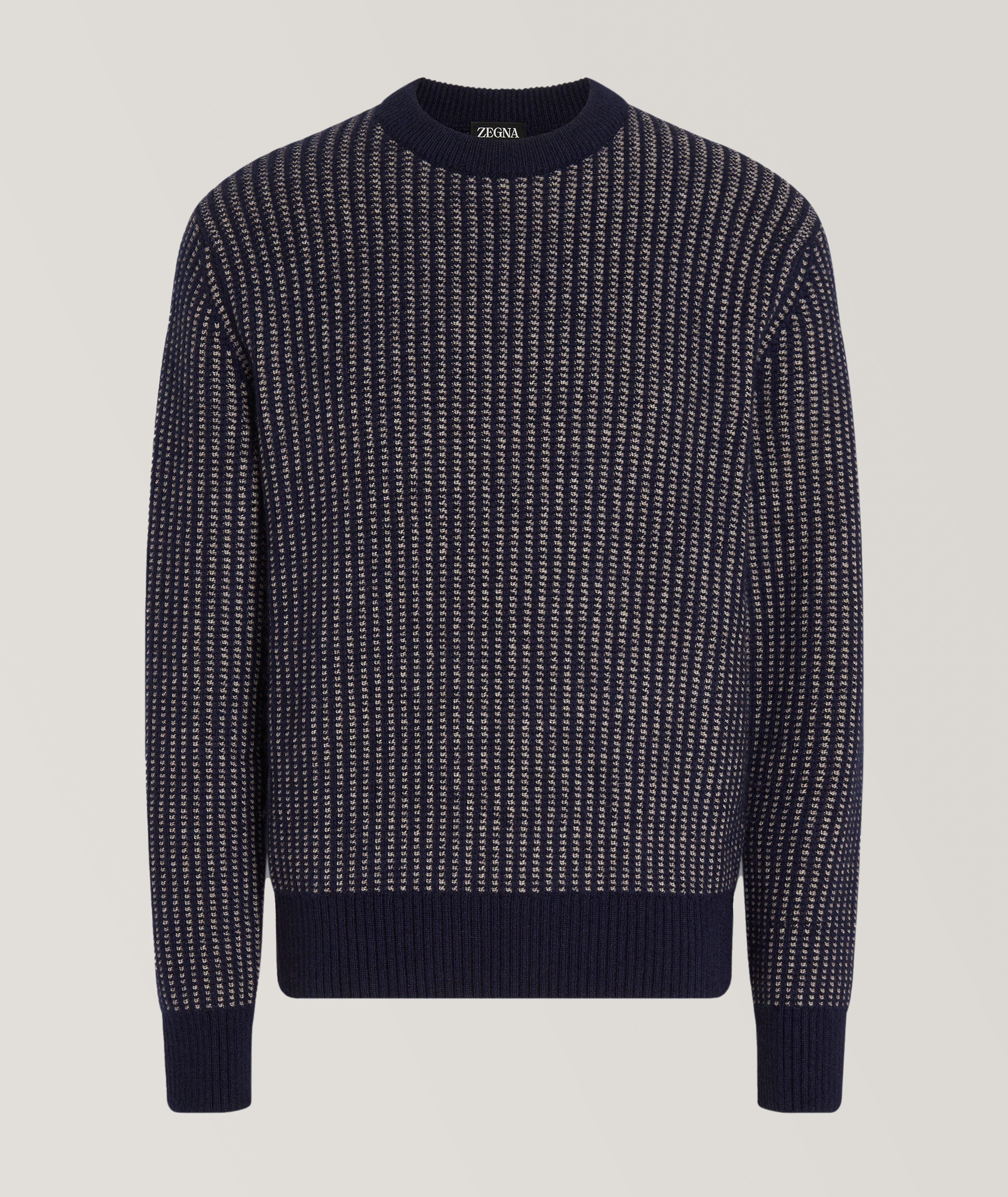 Zegna Pull En Mélange De Cachemire À Rayures En Bleu , Taille Homme 56