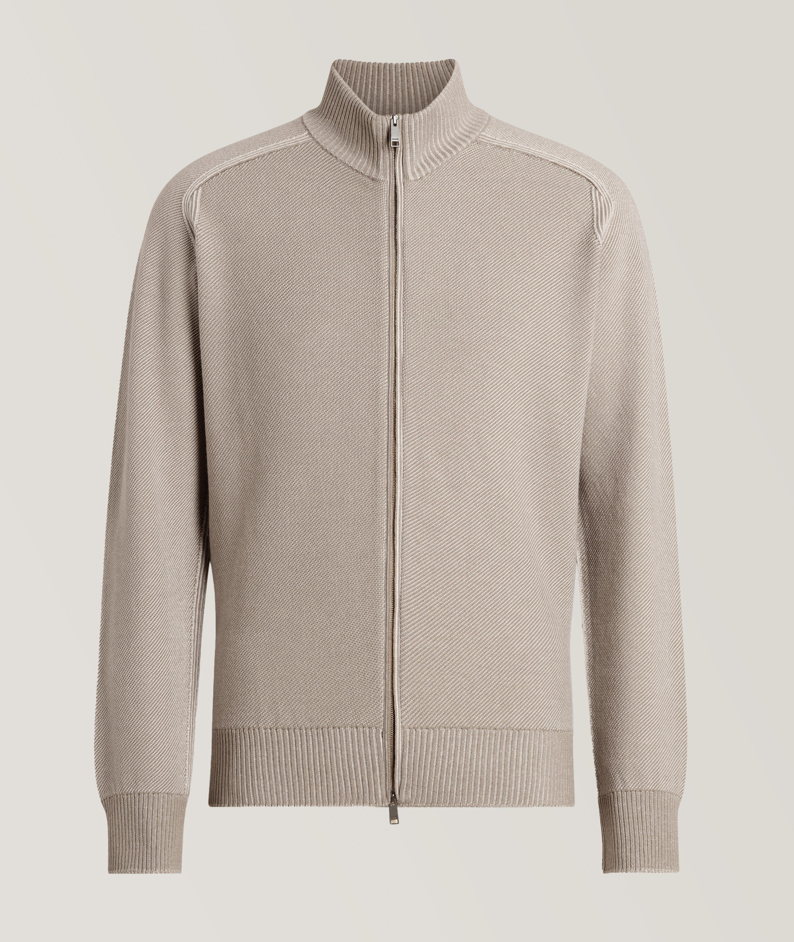 Zegna Cardigan En Tricot Cashseta À Glissière En Beige , Taille Homme 52