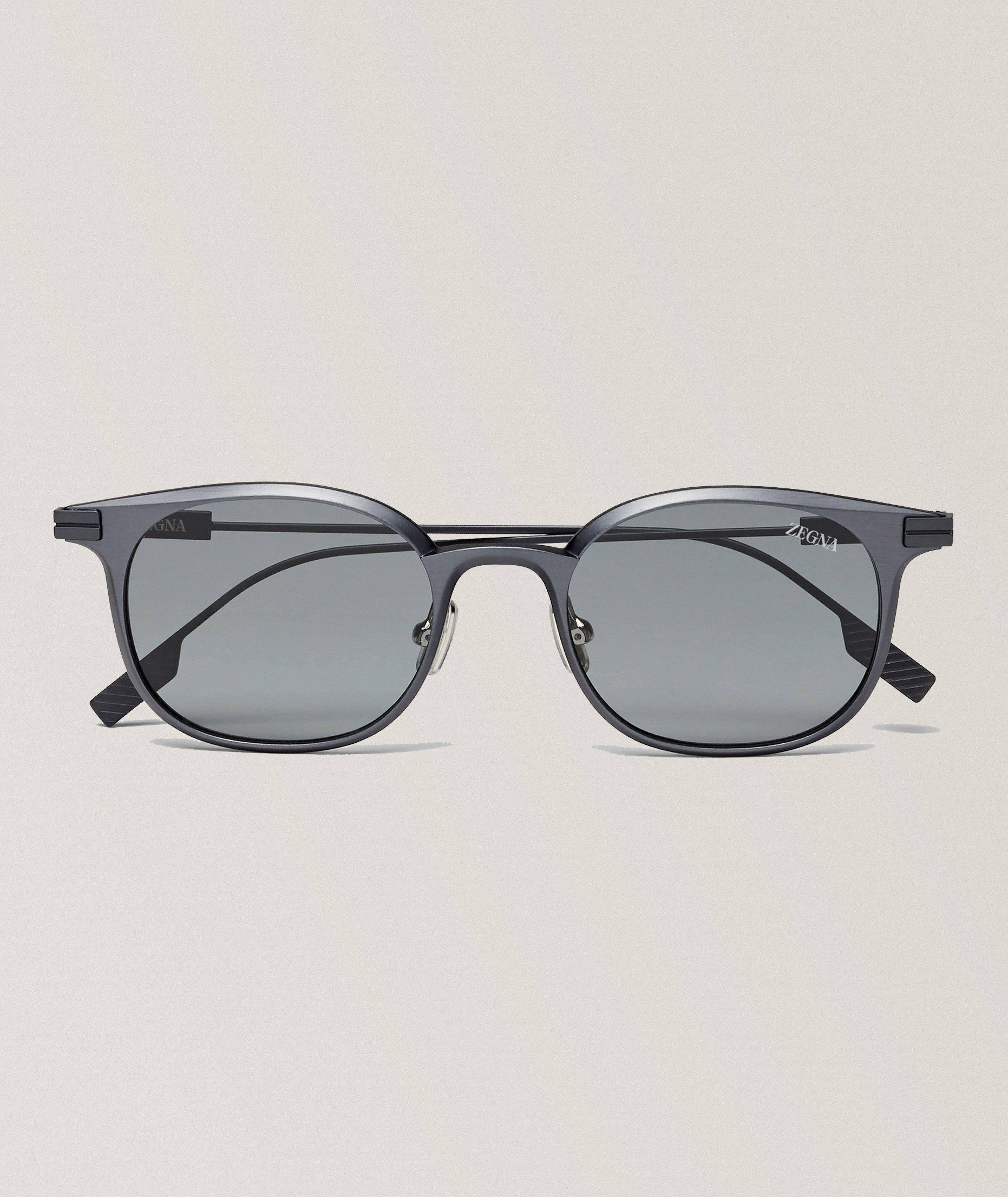 Zegna Lunettes De Soleil Rondes En Acier Inoxydable En Noir