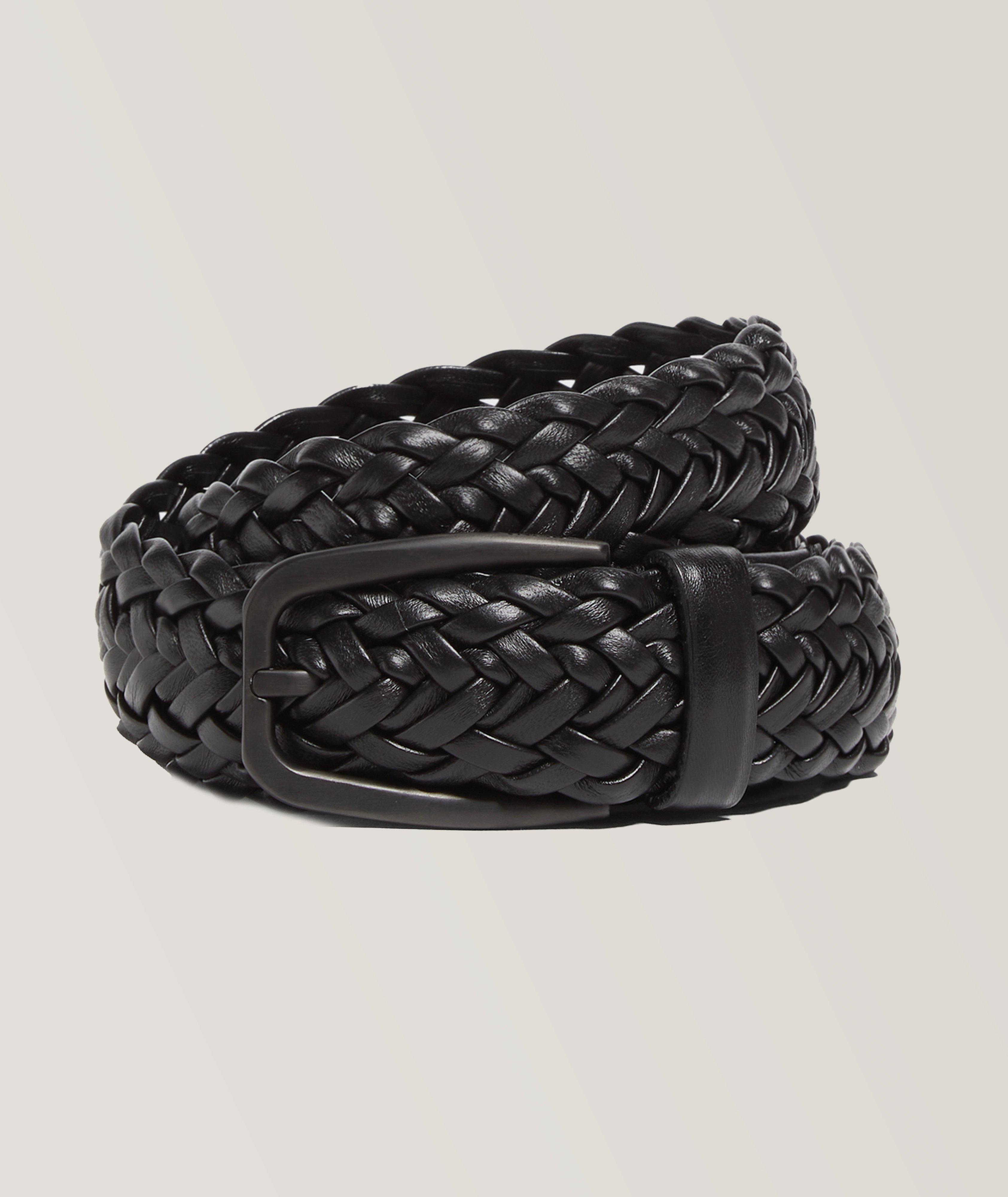 Zegna Ceinture En Cuir Tressé En Noir , Taille Homme 95