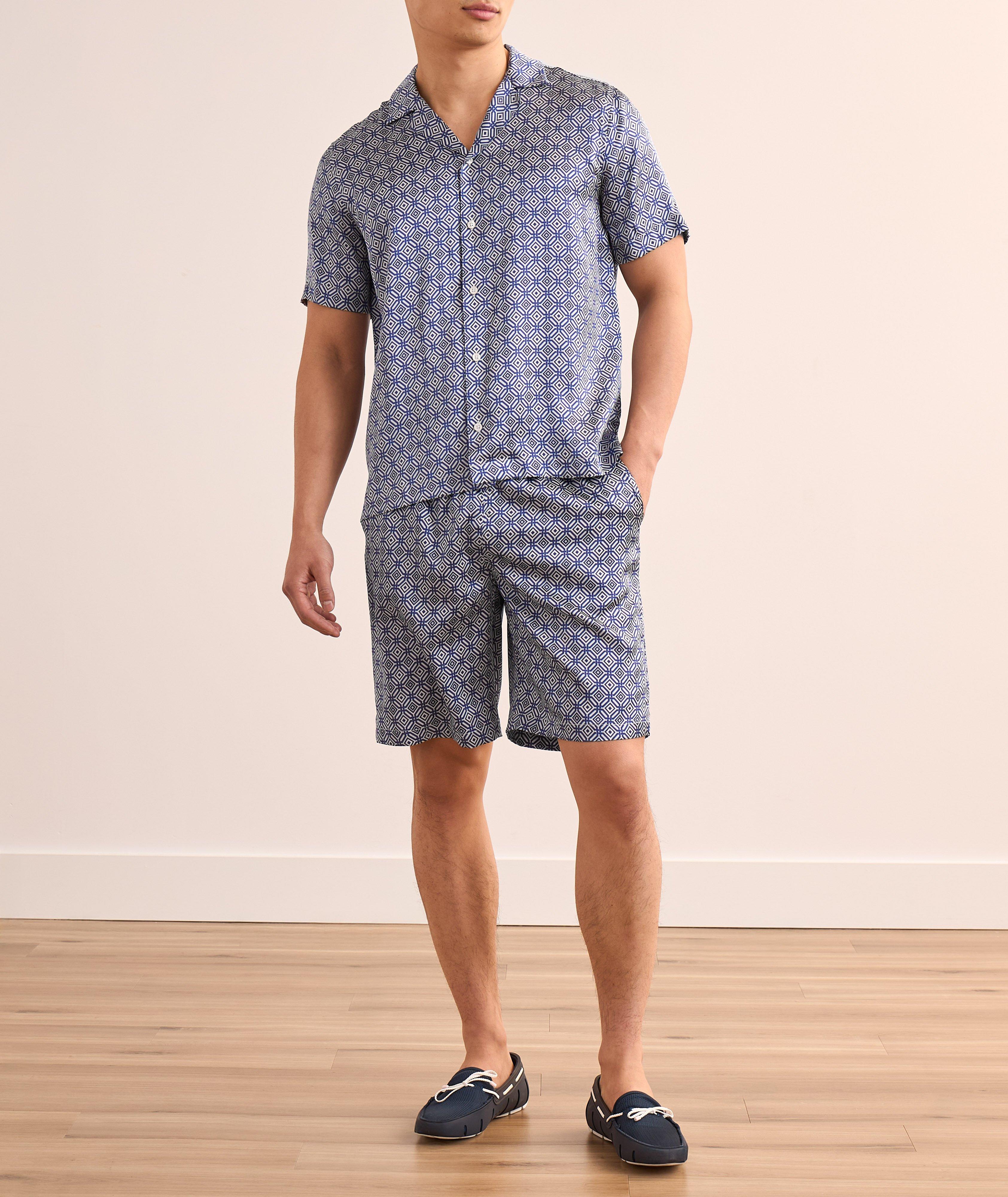 Short en soie extensible à motif géométrique image 3