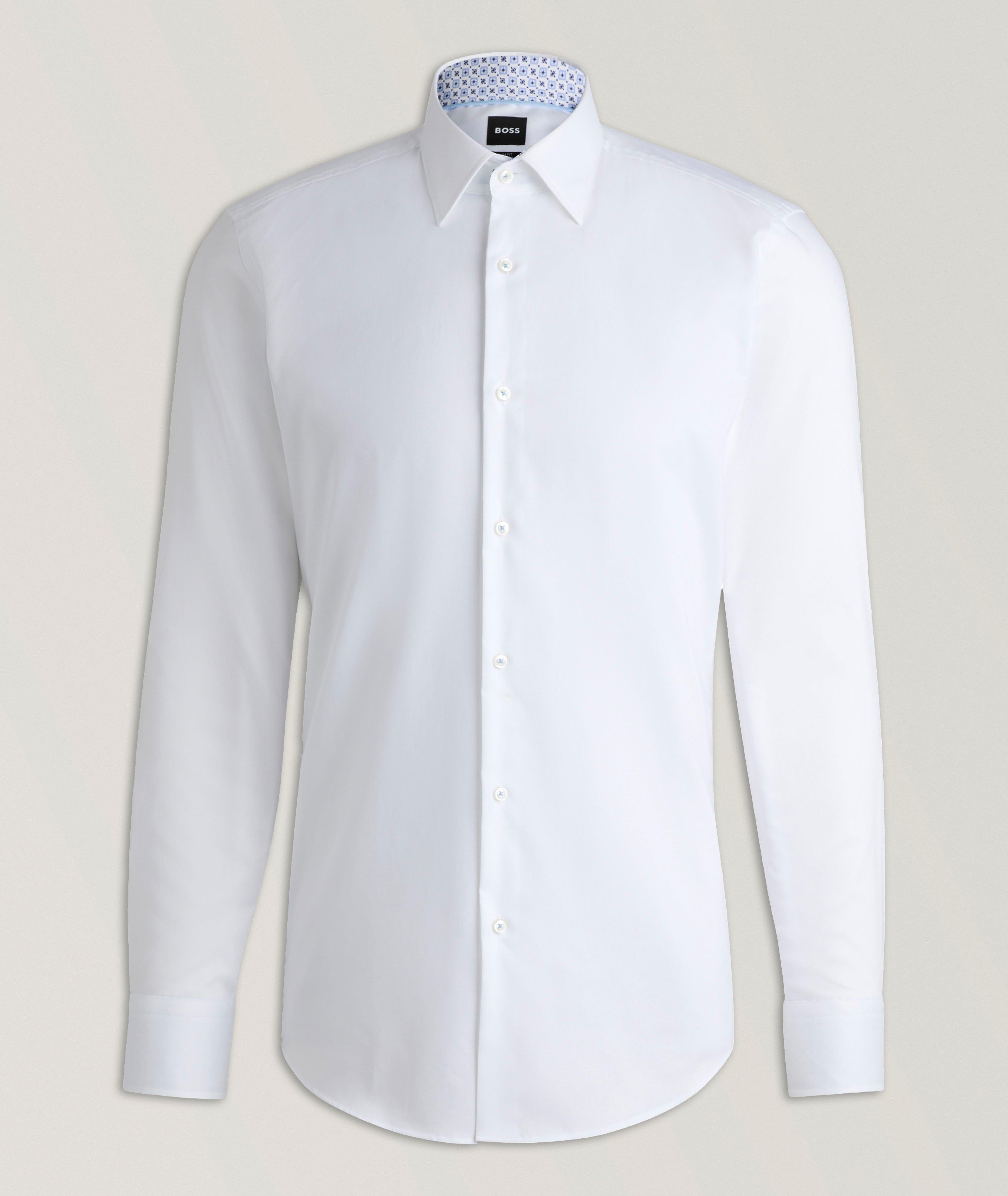 BOSS Chemise Hank En Popeline De Coton En Blanc , Taille Homme 17.5