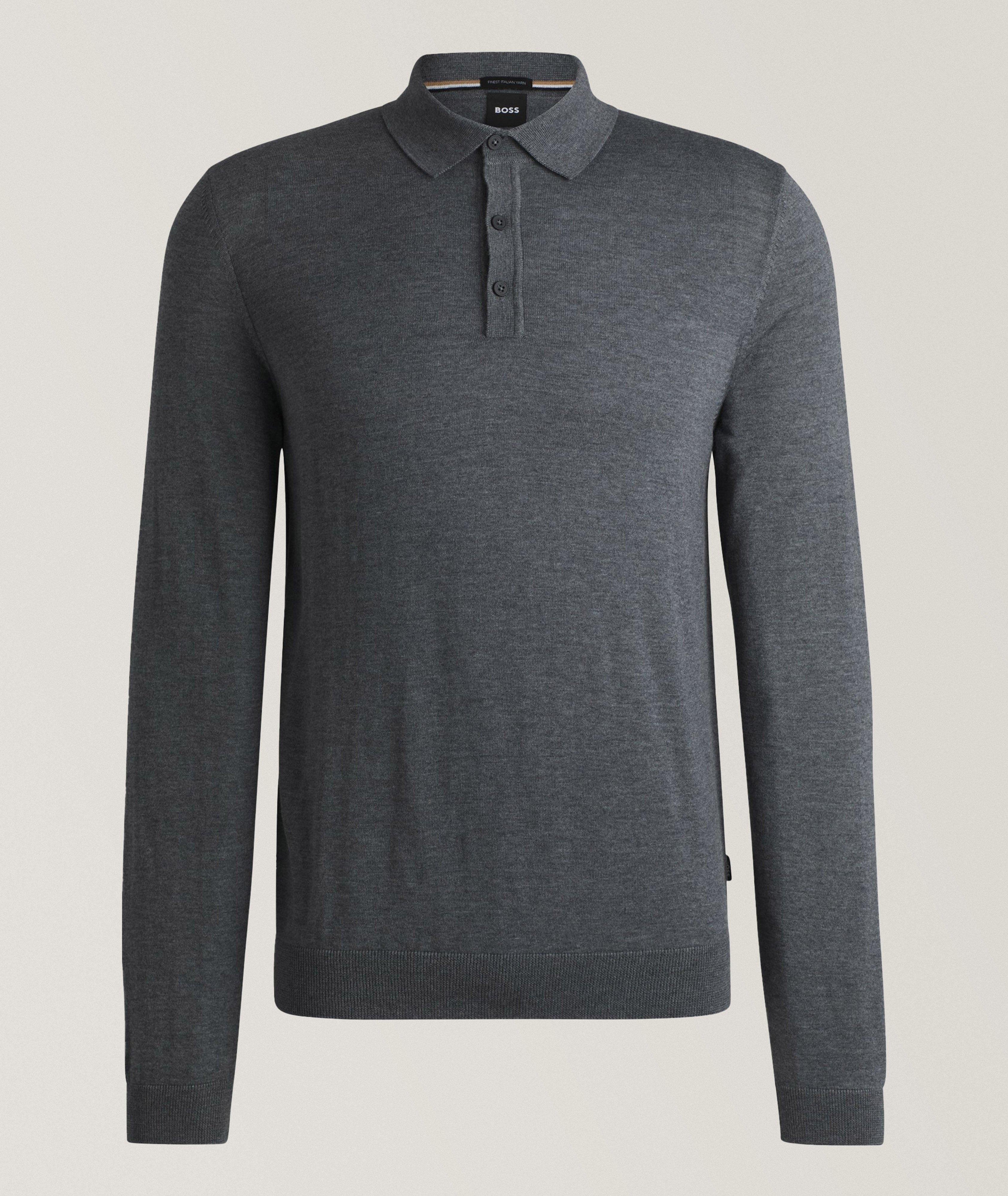 BOSS Polo Lancione En Laine Vierge En Gris , Taille Homme TTG