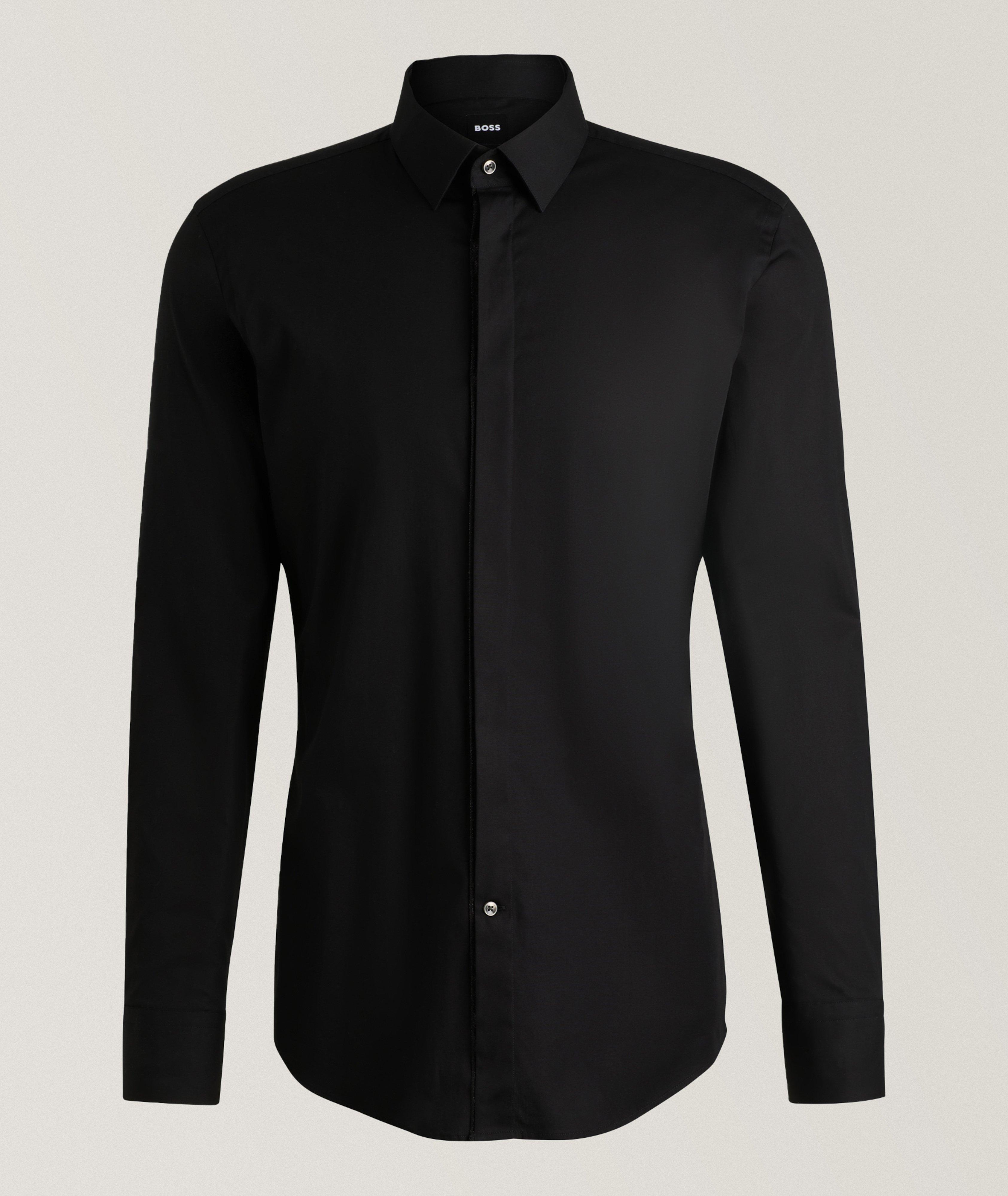 BOSS Chemise Hank En Popeline De Coton En Noir , Taille Homme 18