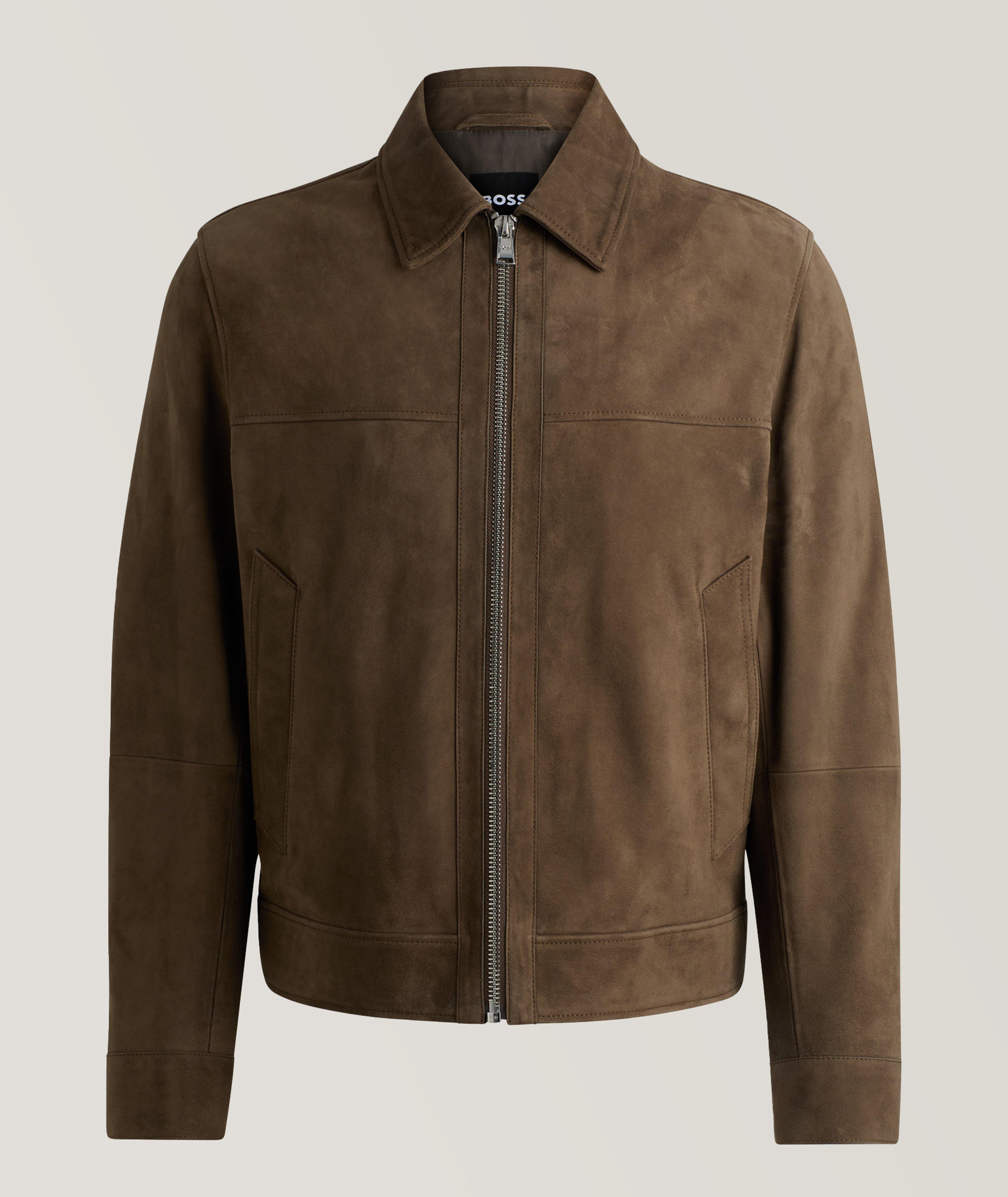 BOSS Blouson Malbano En Cuir De Chèvre En Brun , Taille Homme 42