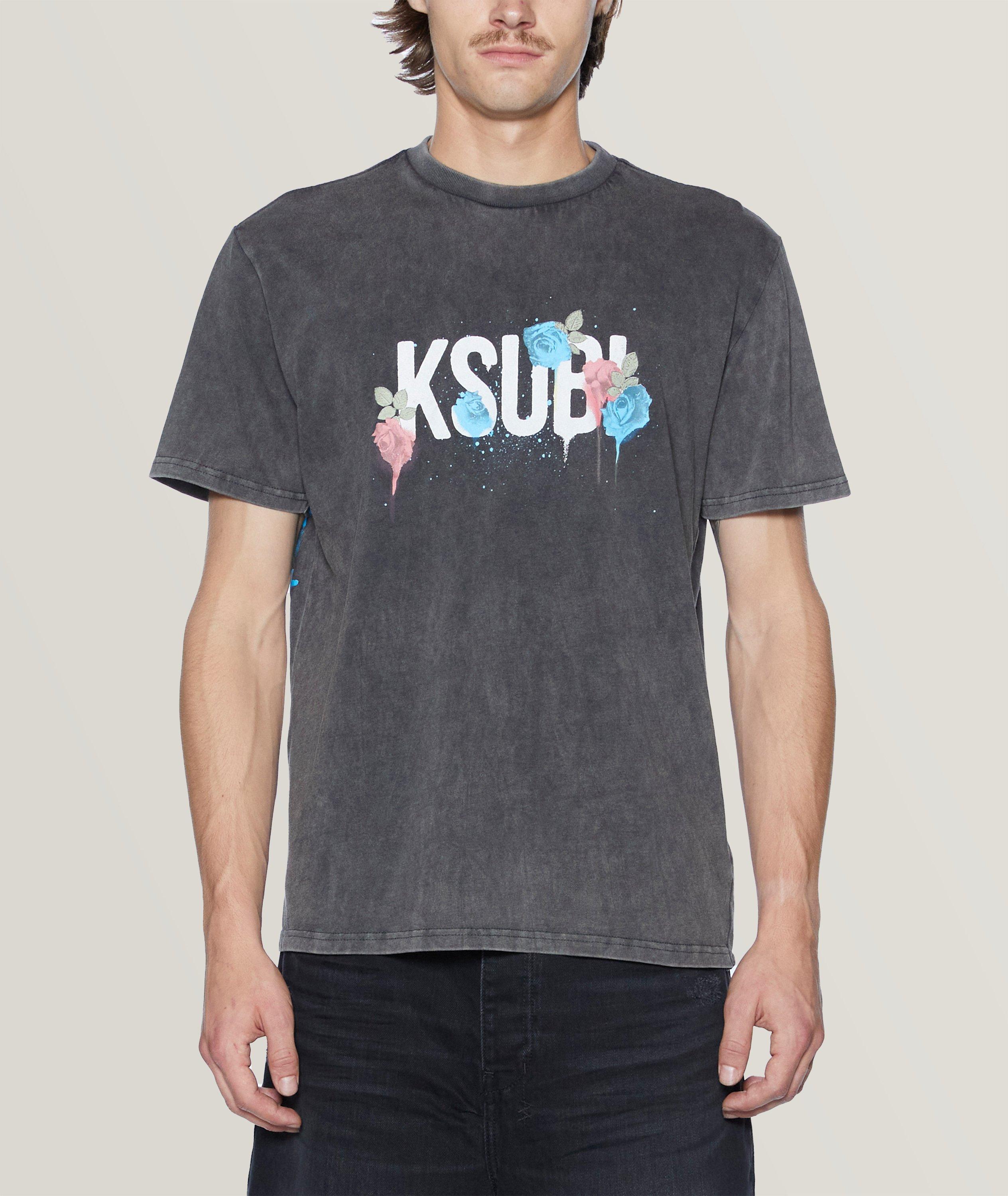 Ksubi T-Shirt Kash Avec Logo Et Roses En Gris , Taille Homme TG