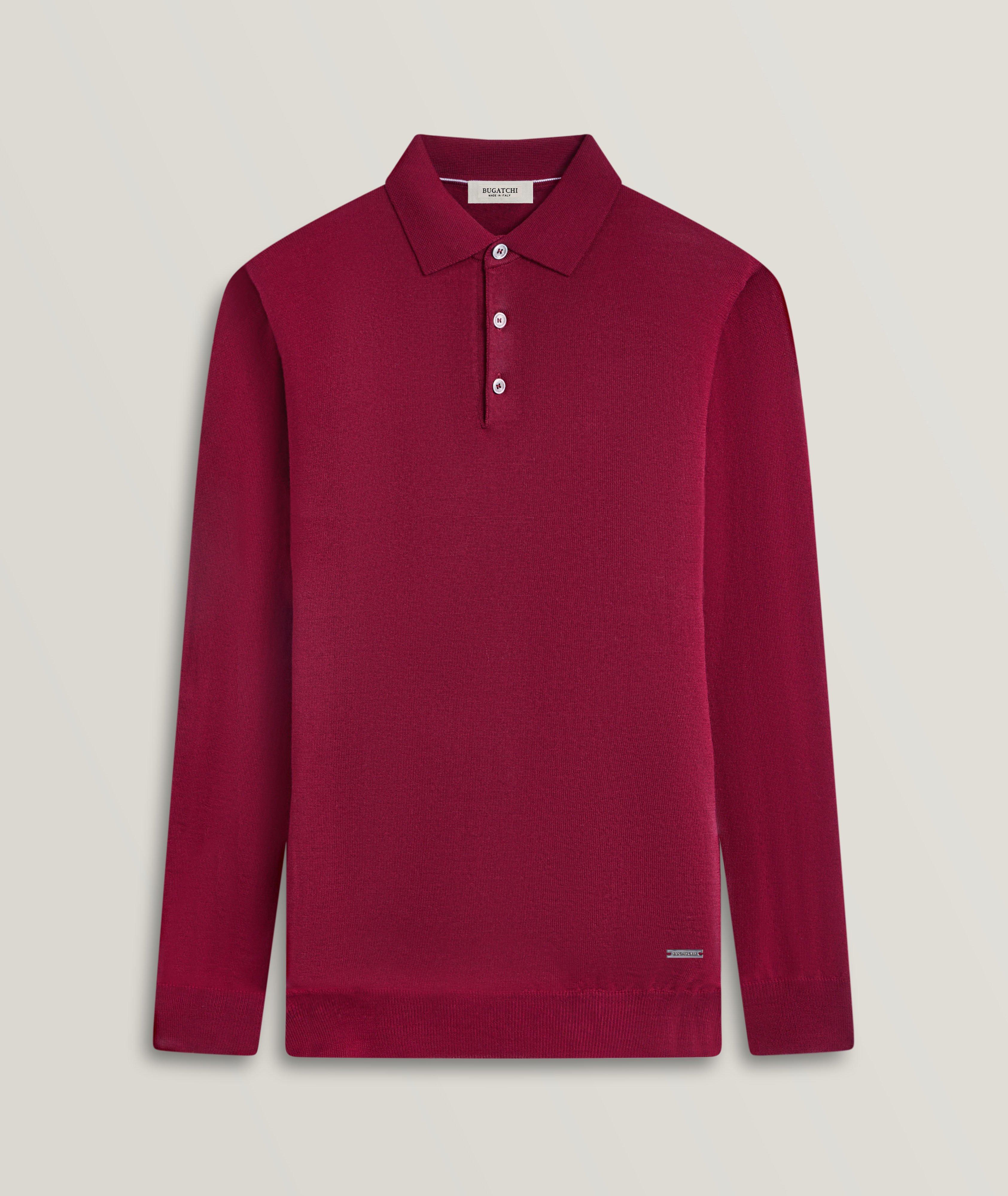 Bugatchi Polo En Tricot De Laine Mérinos En Rouge , Taille Homme TG