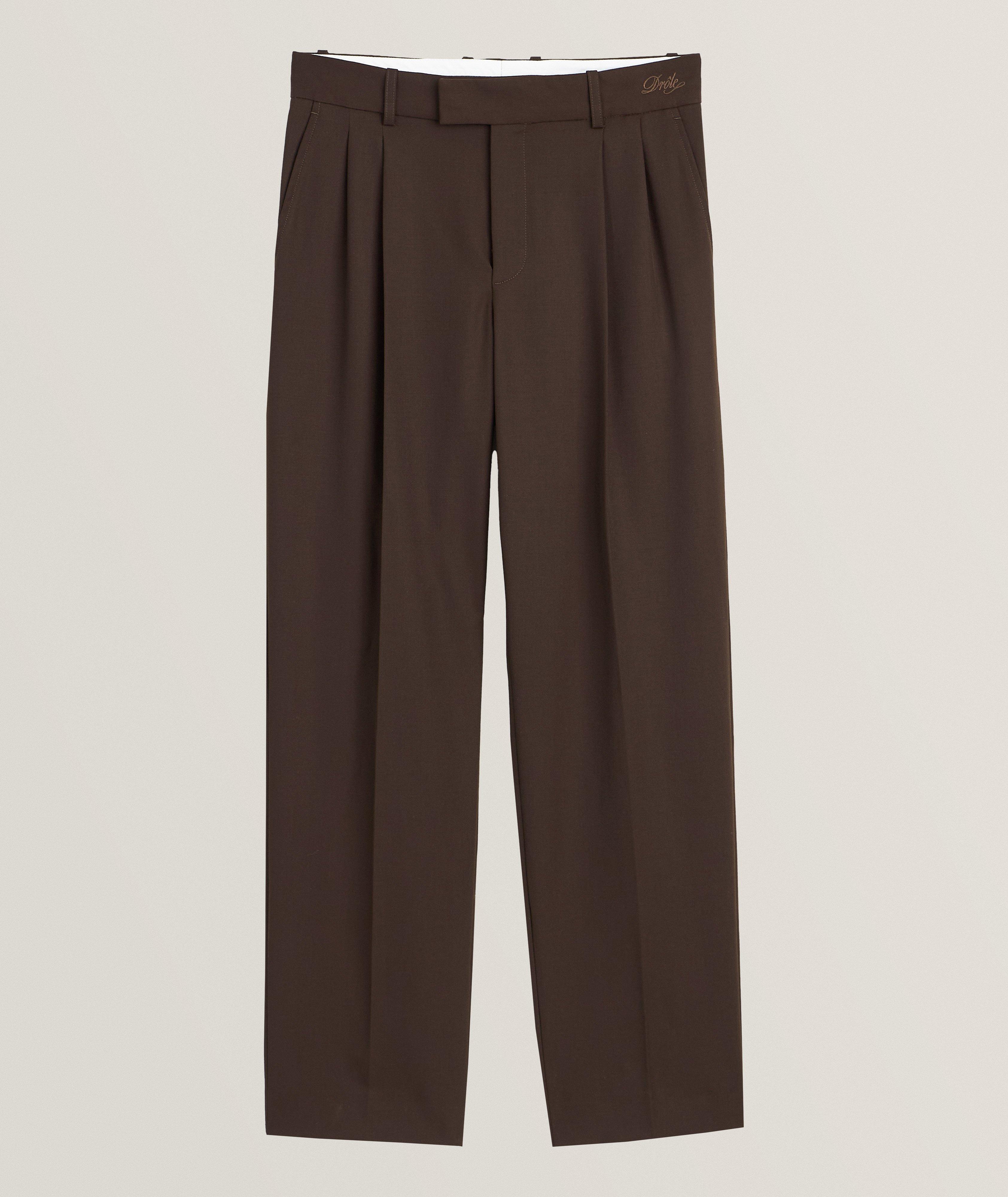 Double Pleated Virgin Wool-Blend Pants