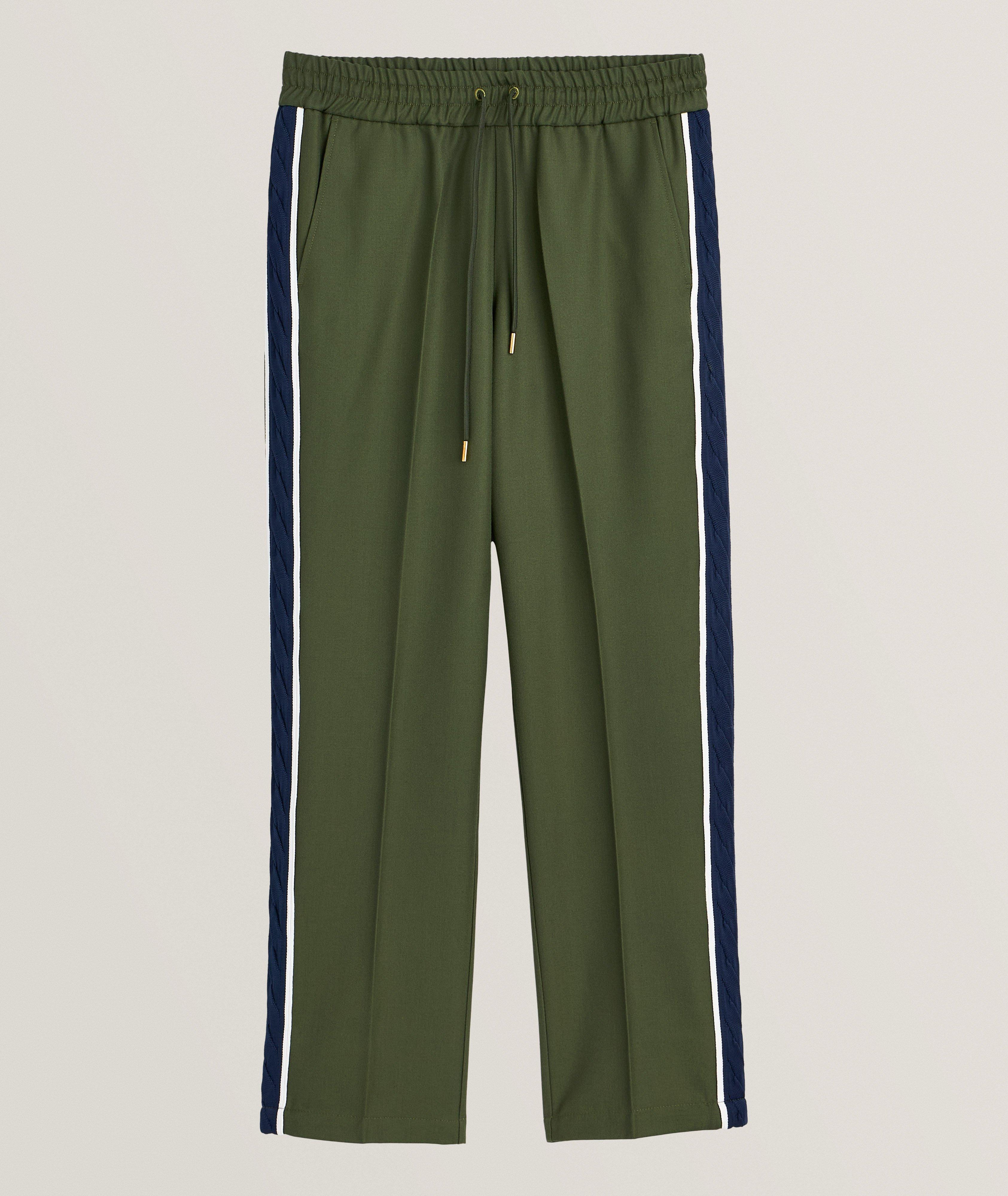 Drôle De Monsieur Pantalon En Lainage Avec Insertions En Tricot En Vert , Taille Homme TG , Laine