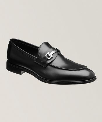Ferragamo Foster Double Gancini Bit Pebbled Leather Loafers Ferragamo Foster Double Gancini Bit Pebbled Leather Loafers