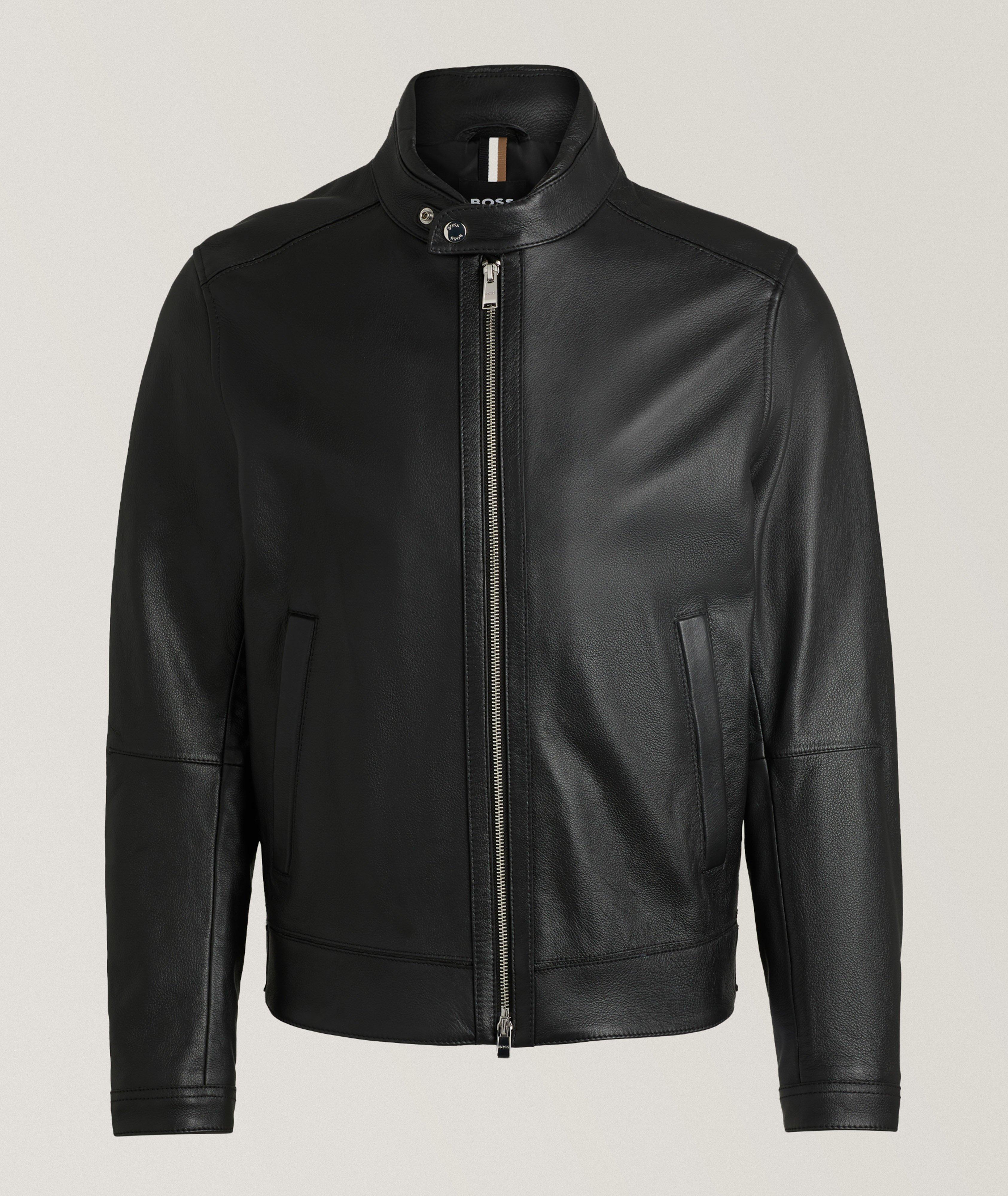 BOSS Blouson Mansell En Cuir D’Agneau En Noir , Taille Homme 40