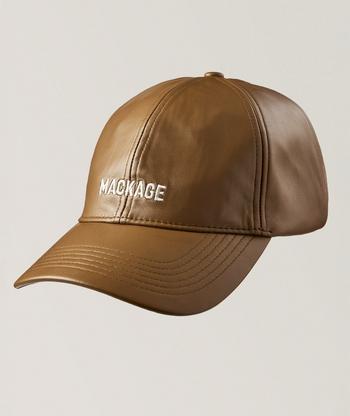 Mackage Anderson Leather Logo Cap | Hats | Harry Rosen