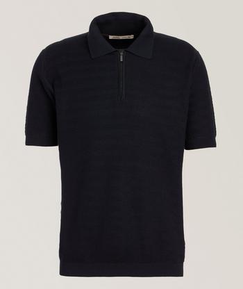 Moncler Tricolour Trim Quarter-Zip Cotton Piqué Polo | Polos