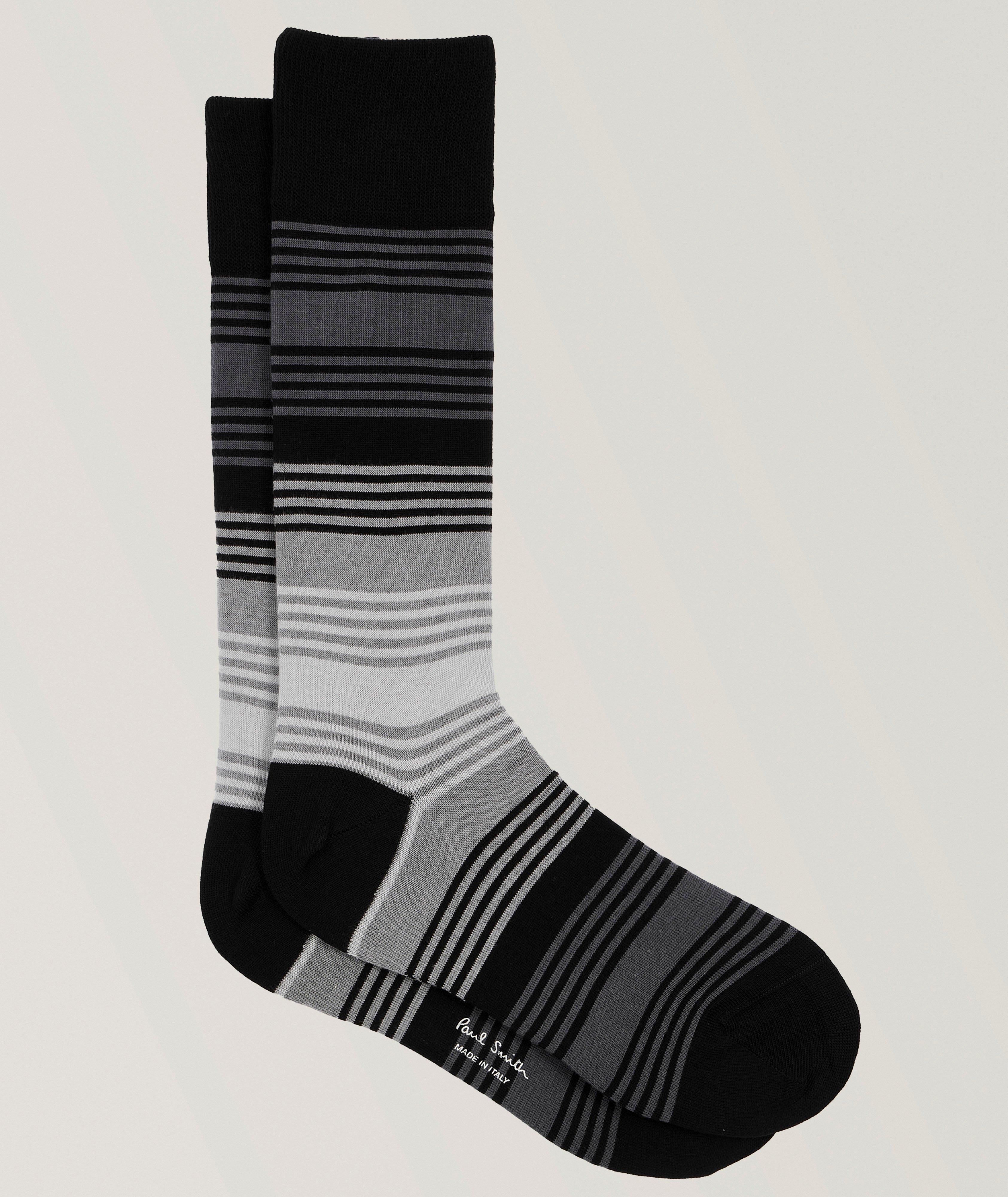 Paul Smith Isodore Ombré  Stripe Stretch-Cotton Socks 