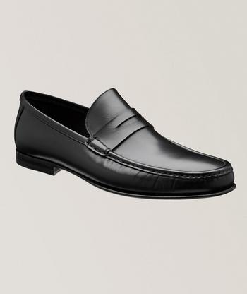 Ferragamo Desio Gancio Ornament Pebbled Leather Loafers