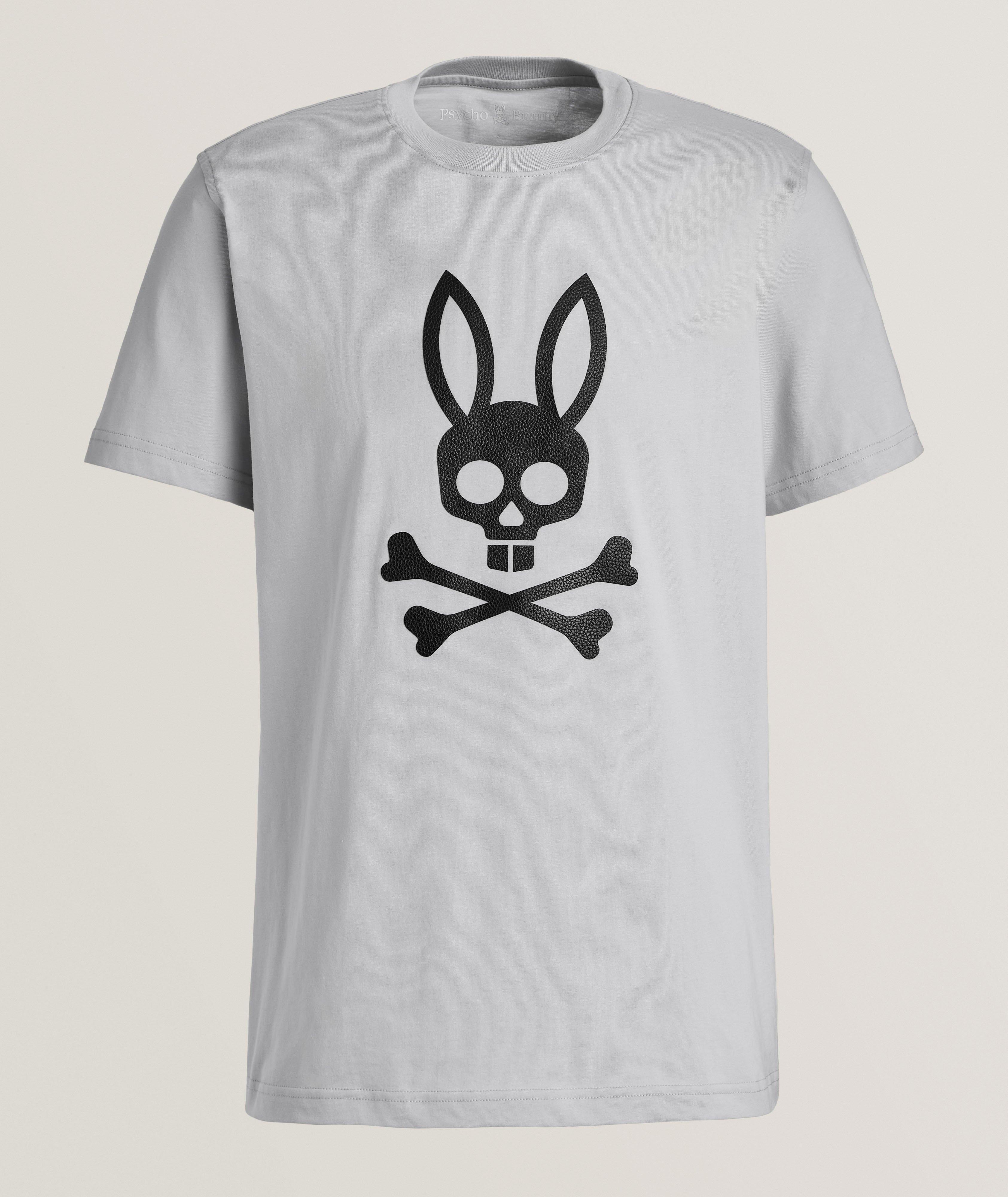 Psycho Bunny T-Shirt Payson Avec Logo En Cuir En Gris , Taille Homme Petit