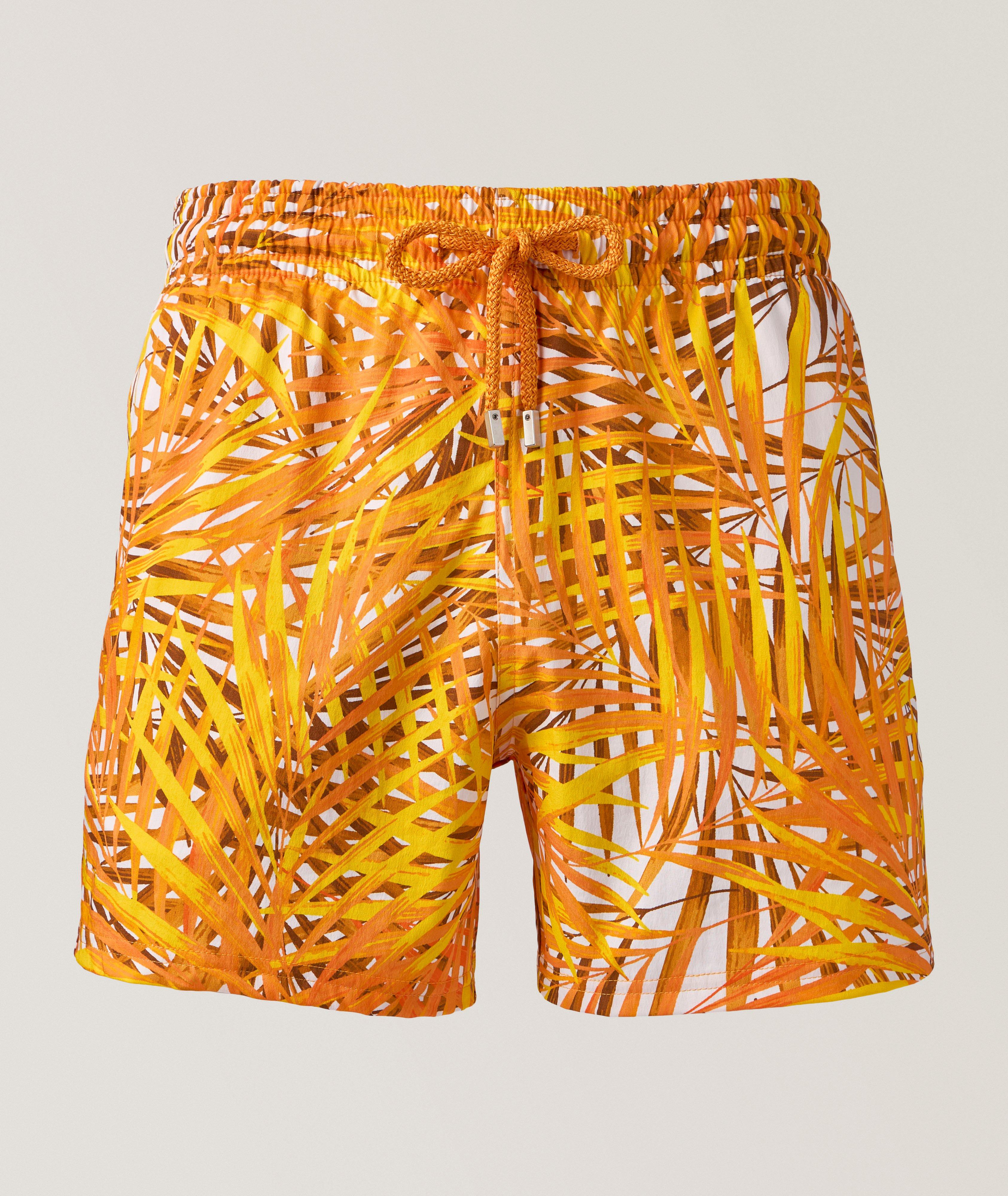 Vilebrequin Short De Bain Extensible À Motif De Feuilles De Palmier En Jaune , Taille Homme Grand