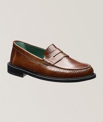 Ferragamo Desio Gancio Ornament Pebbled Leather Loafers