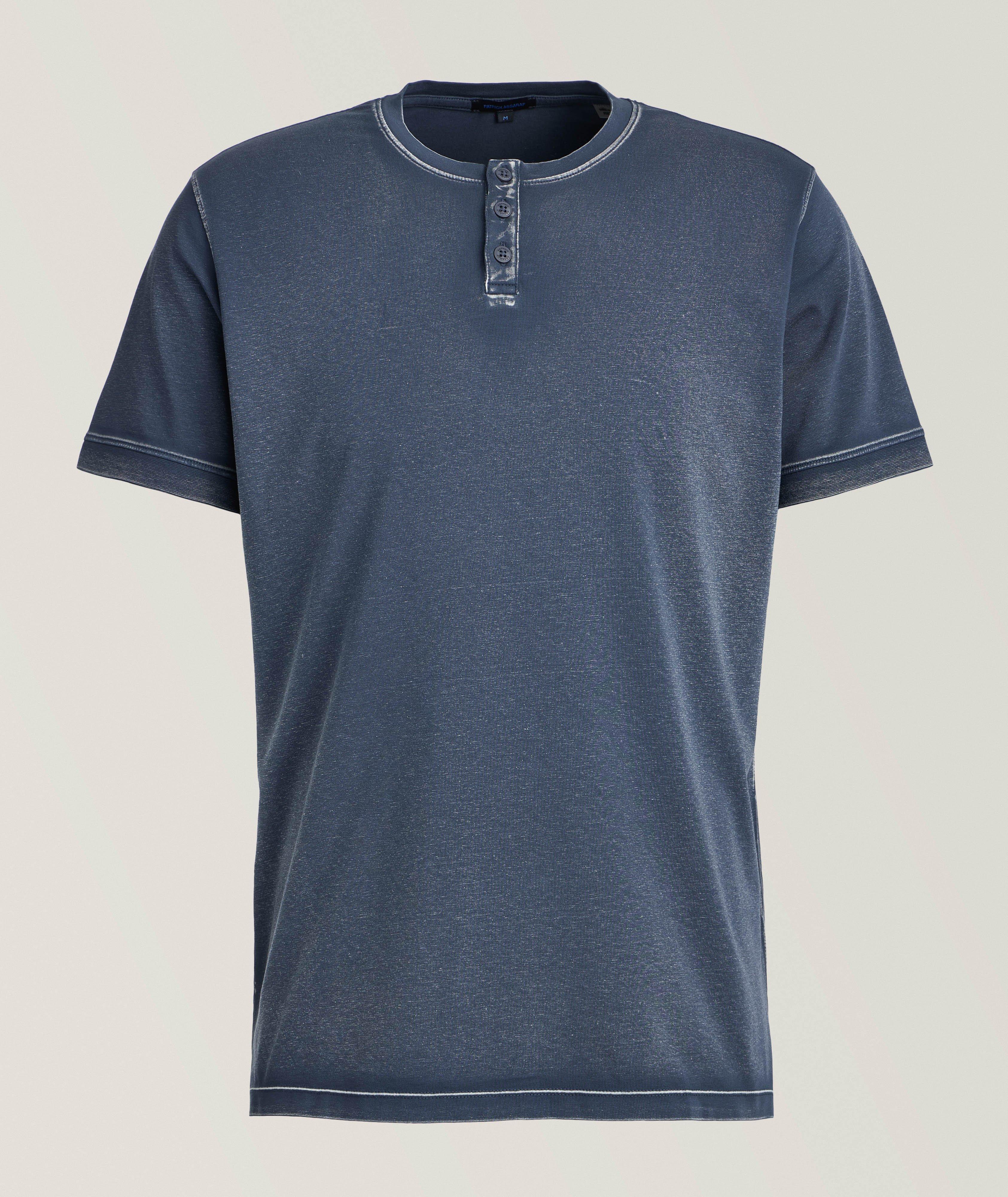 Patrick Assaraf Vintage Wash Stretch-Pima Cotton Henley