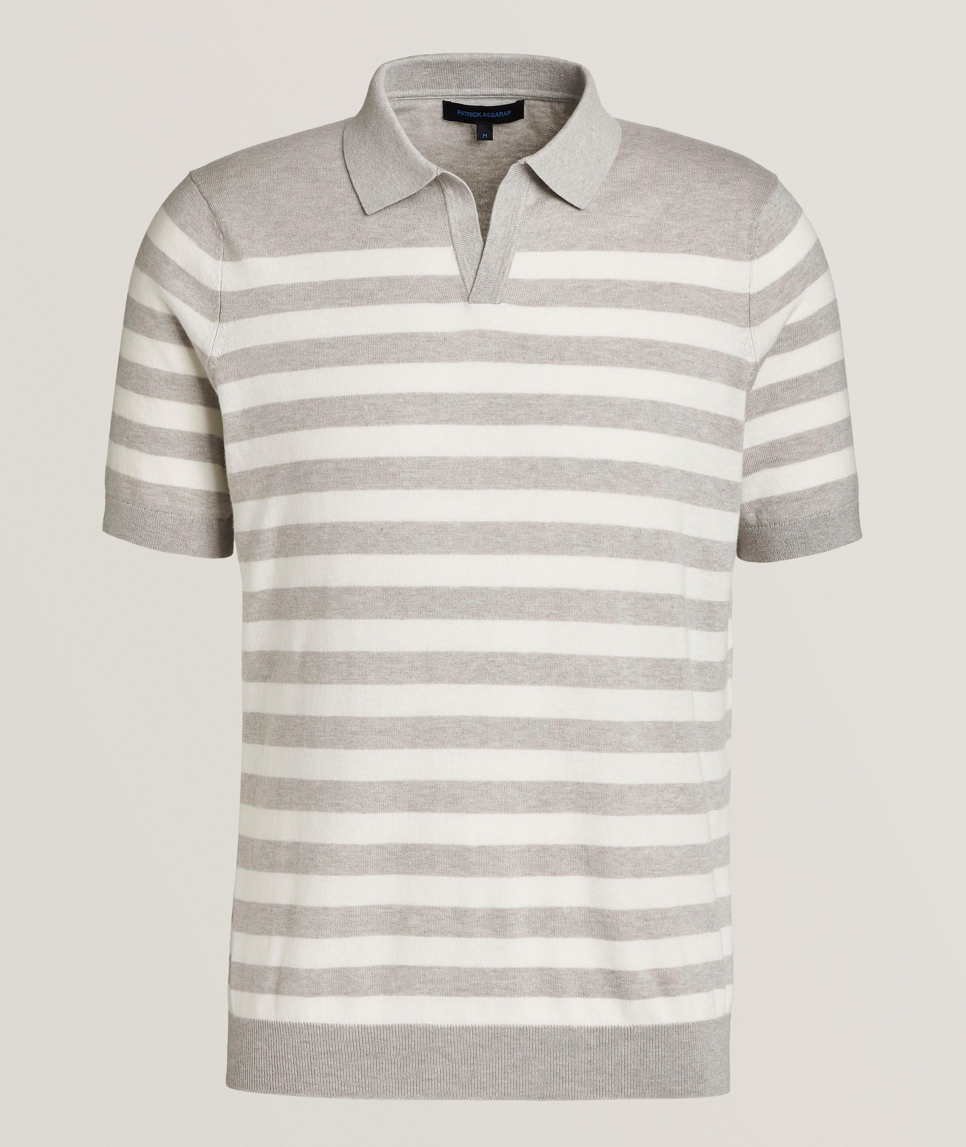 Open Collar Stripe Knit Polo  image 0