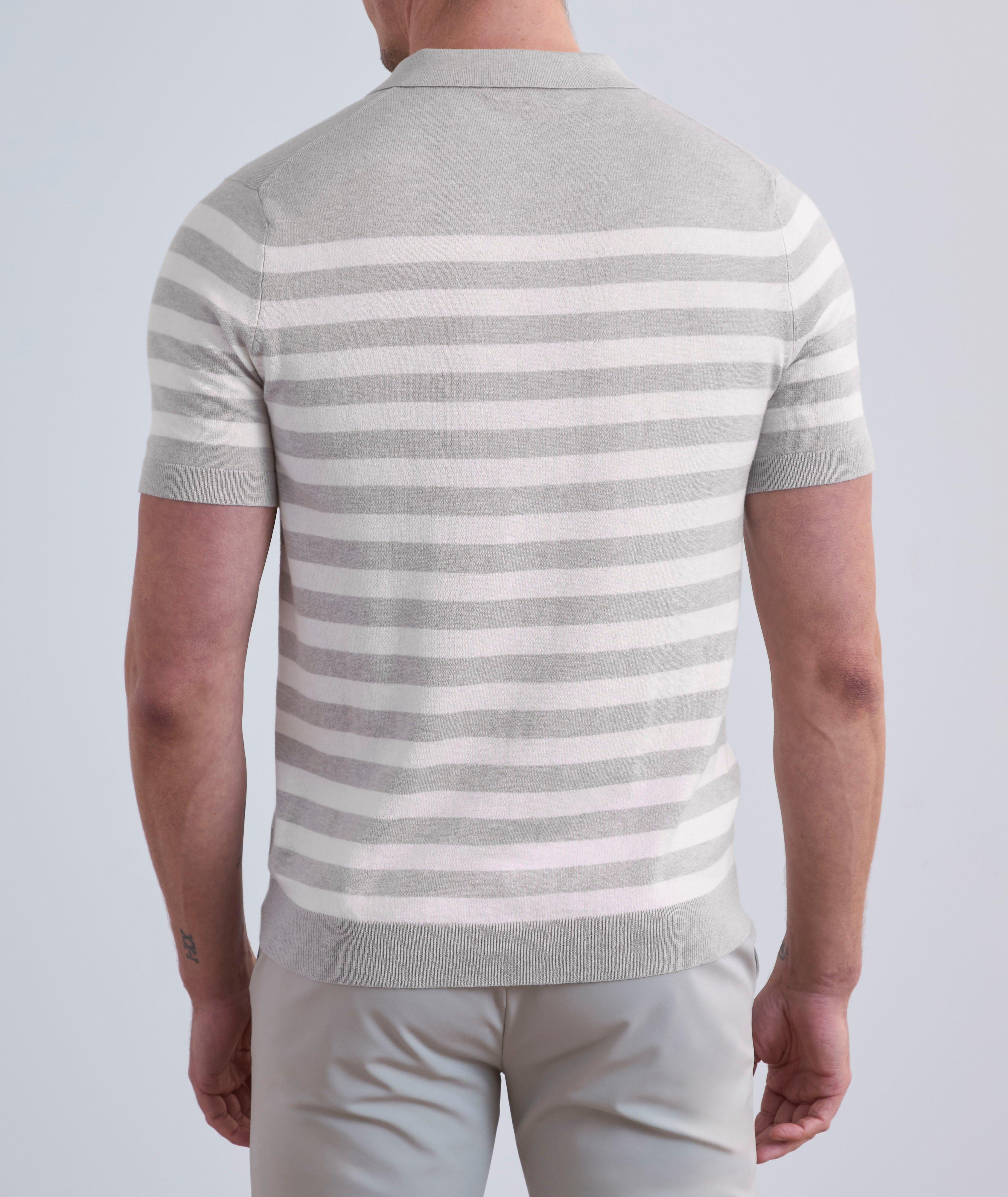 Open Collar Stripe Knit Polo  image 2