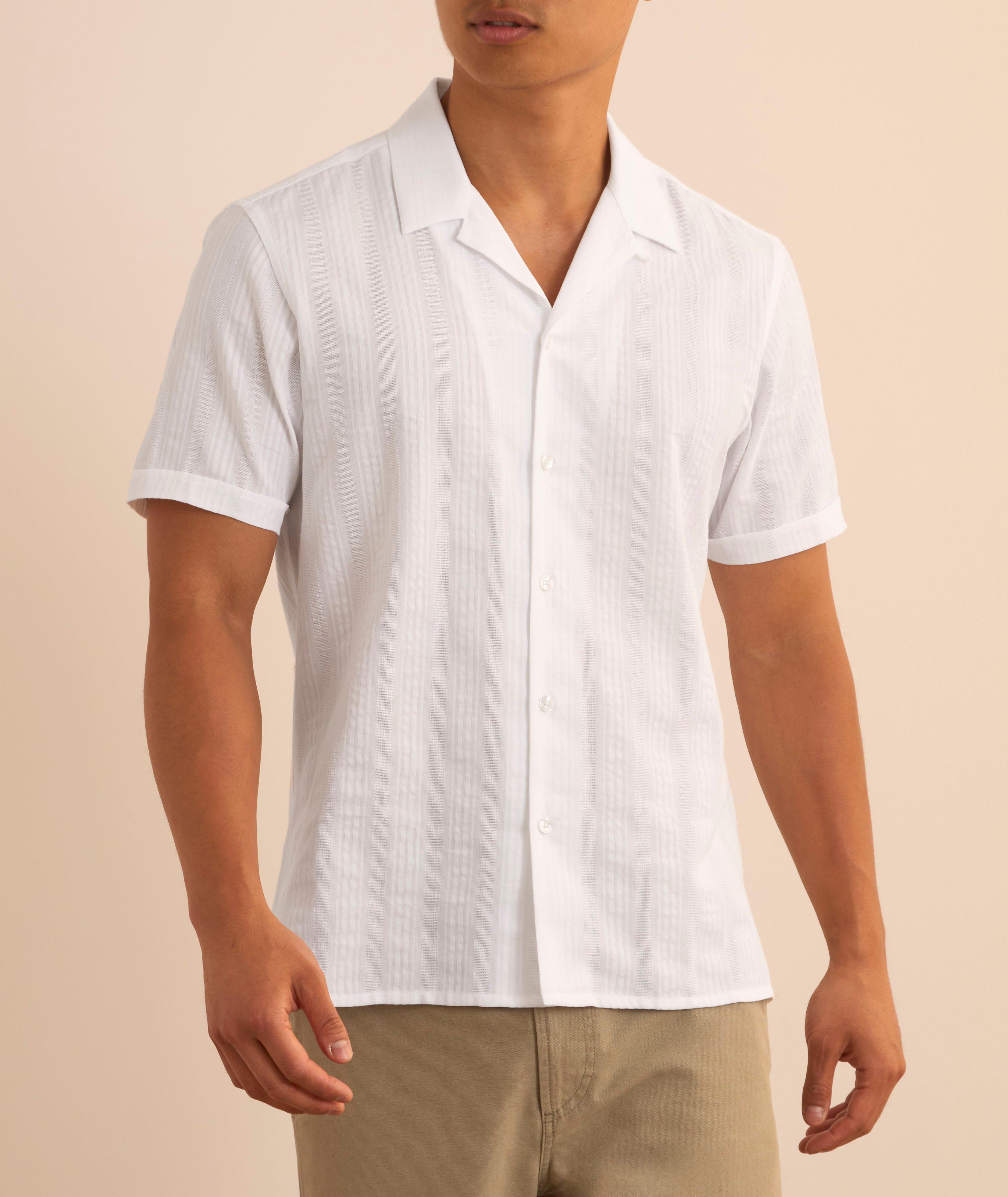 Cotton Textured Stripe Camp Shirt image 1
