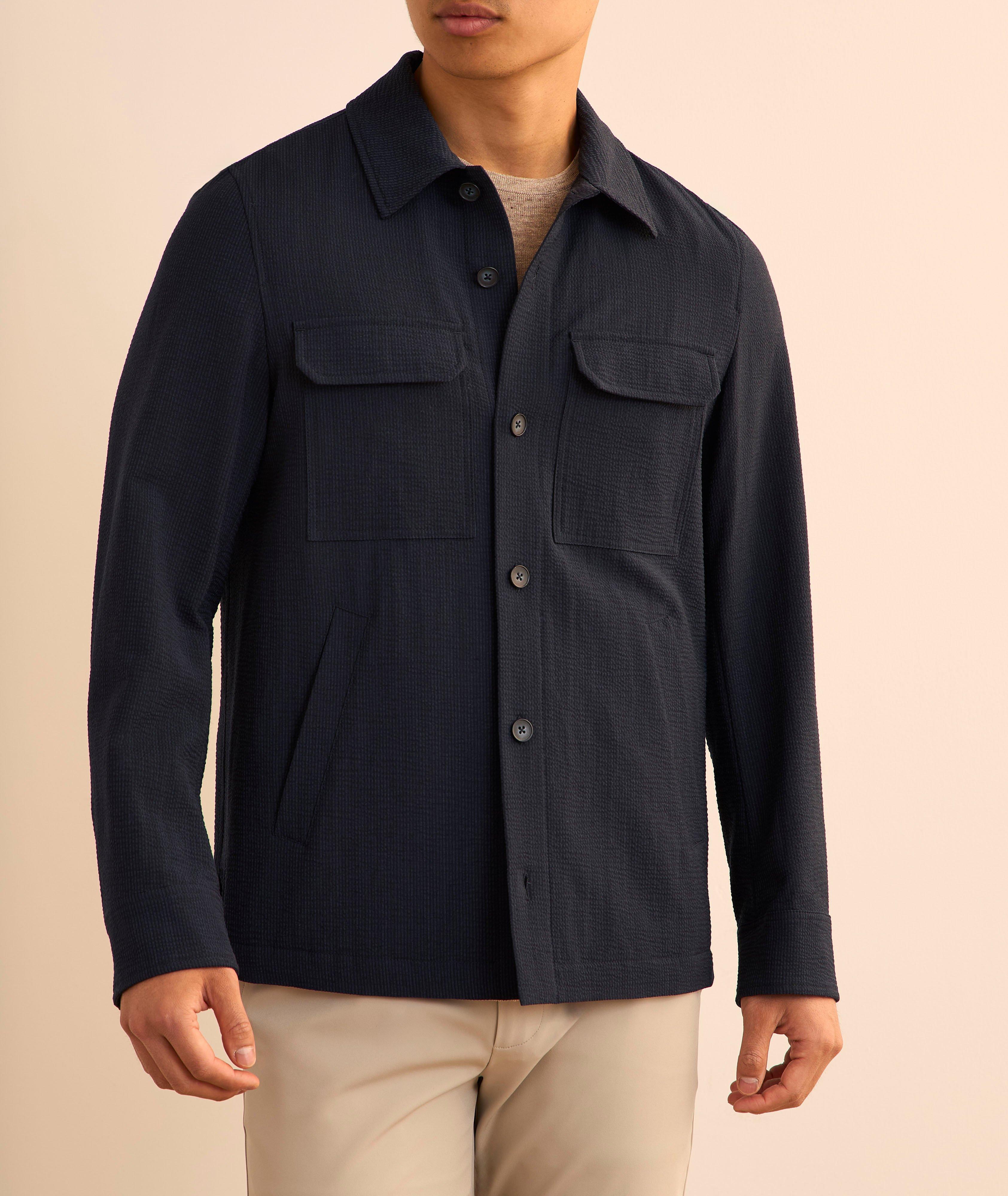 Virgin Wool-Blend Seersucker Shirt Jacket image 1