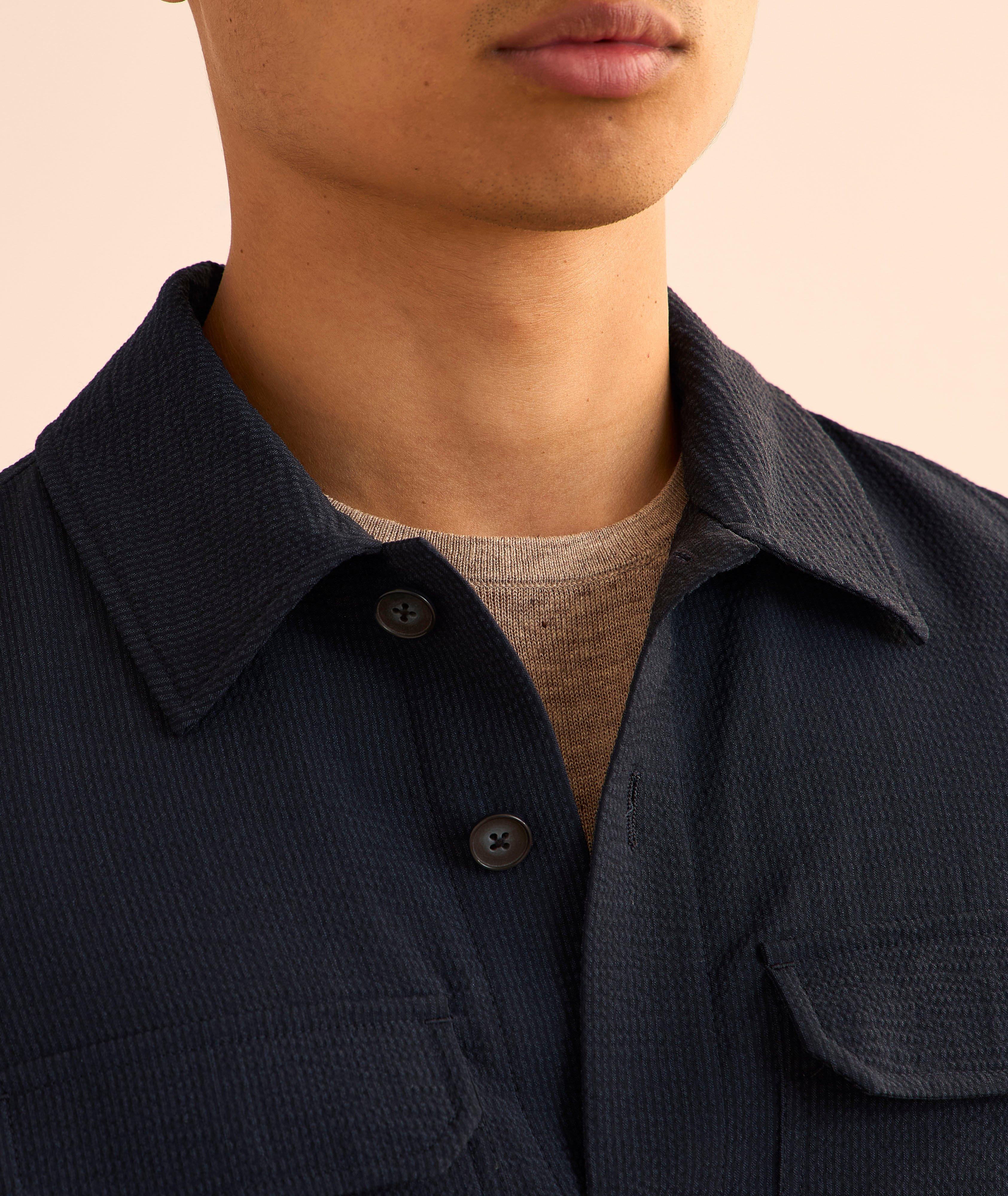 Virgin Wool-Blend Seersucker Shirt Jacket image 3
