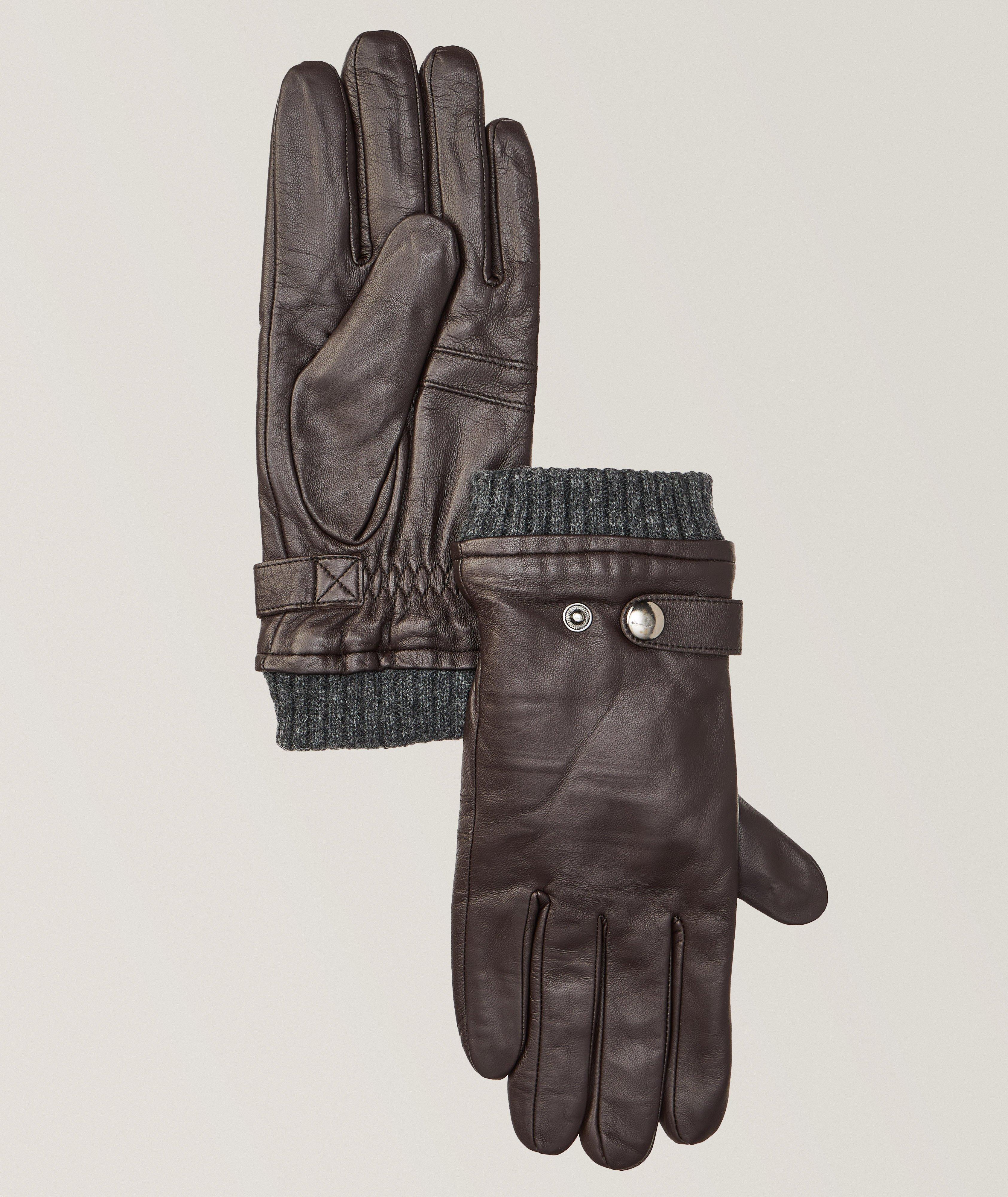 Leather Ribbed Cuff Gloves image 0
