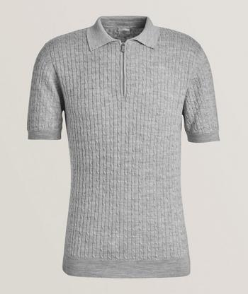Brunello Cucinelli Ribbed Linen-Cotton Polo Sweater | Polos
