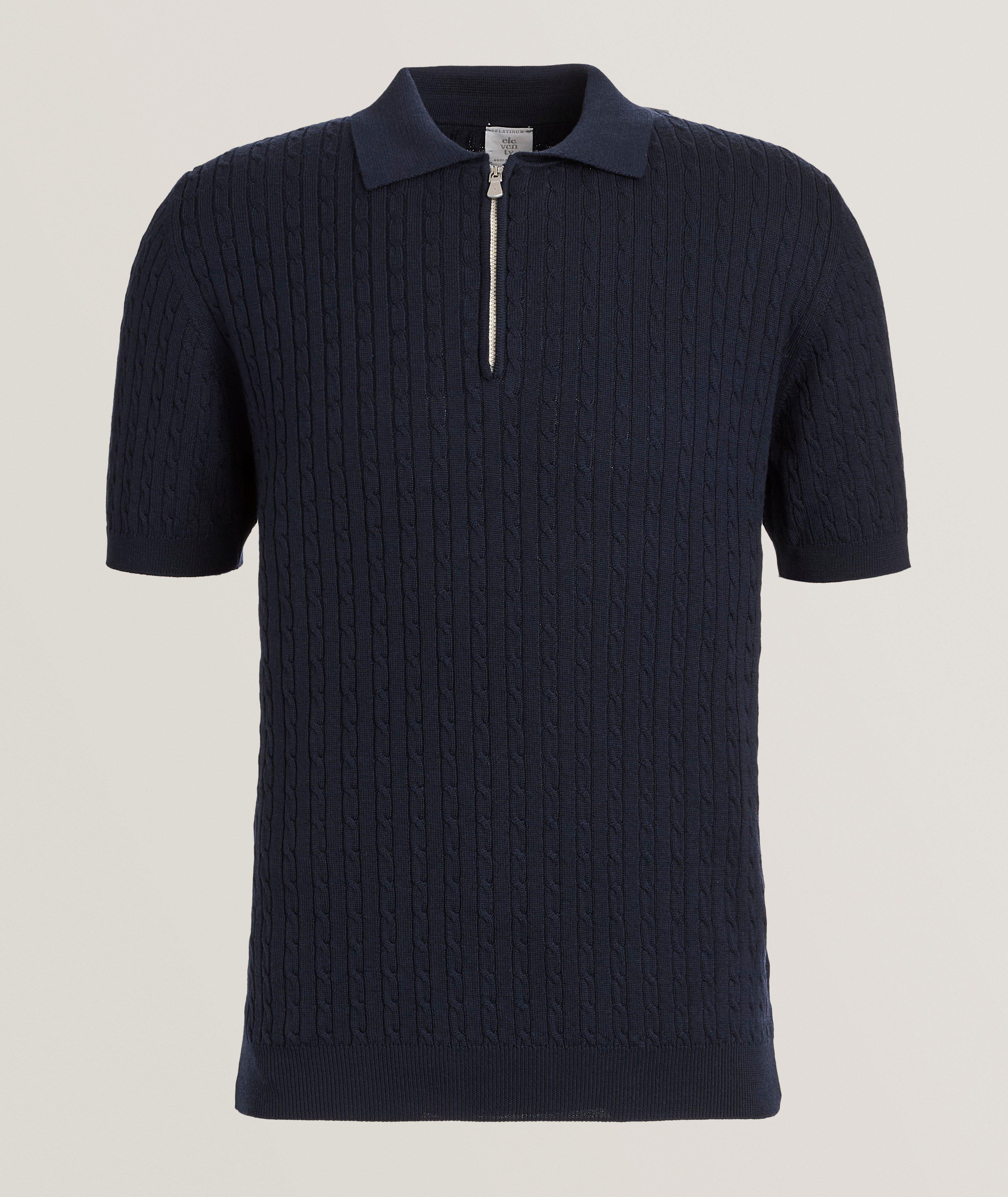 Eleventy Polo En Laine Et En Soie En Bleu , Taille Homme Moyen