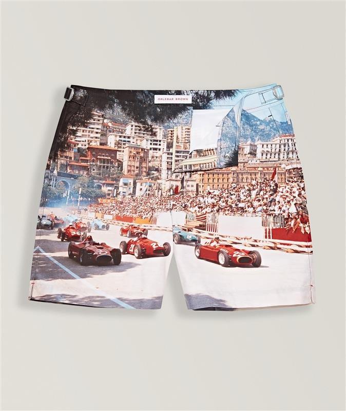 Orlebar Brown Short De Bain Bulldog Avec Photo De Voitures De Course En Beige , Taille Homme 30