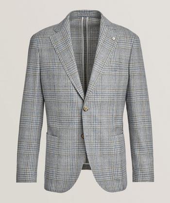 ジャケットその他 Brunello Cucinelli Cotton And Linen Prince Of Wales One-And- Cotton and linen Prince of Wales one-and-a-half breasted