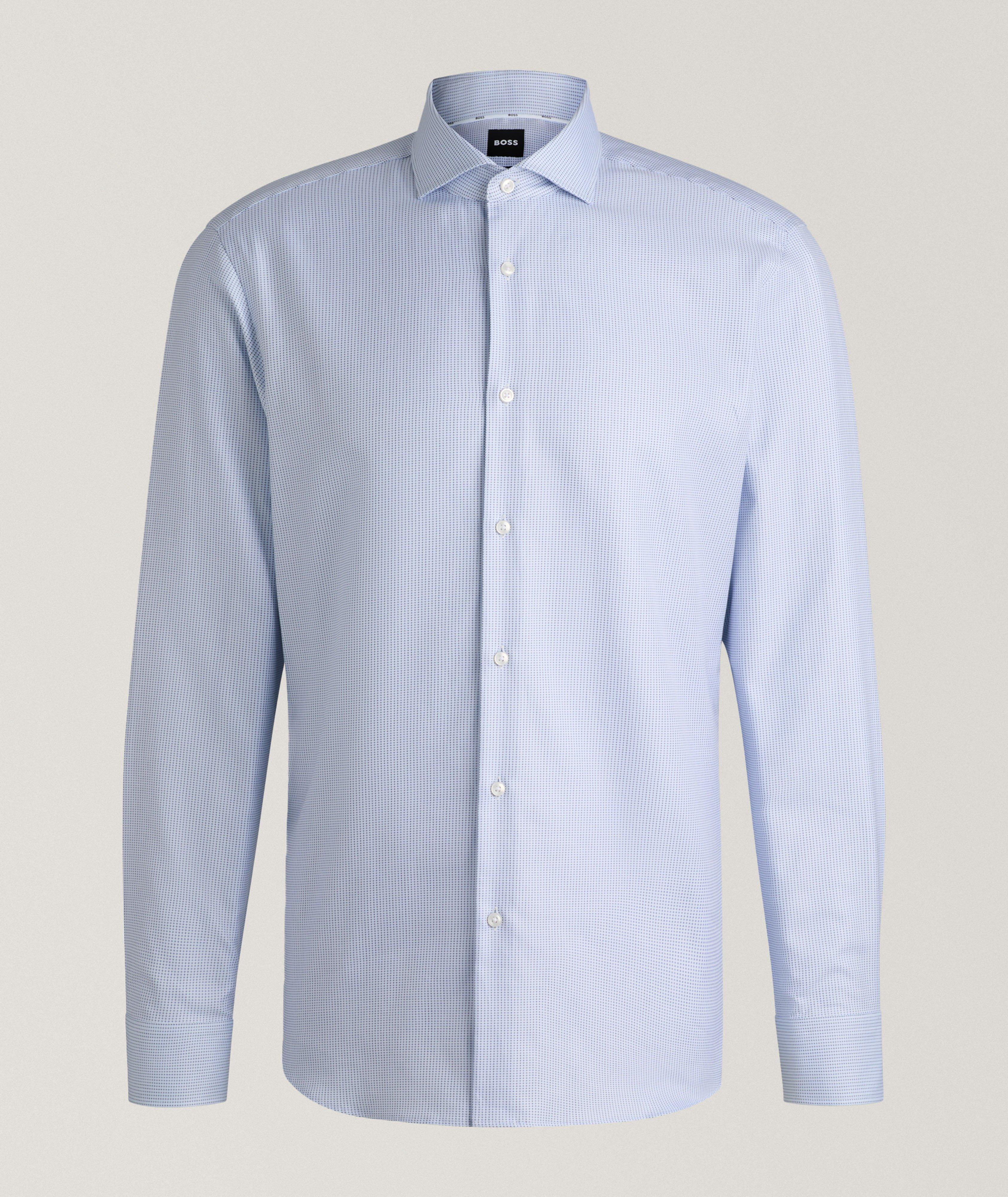 BOSS Joe Structured Cotton Shirt En Bleu , Taille Homme 17