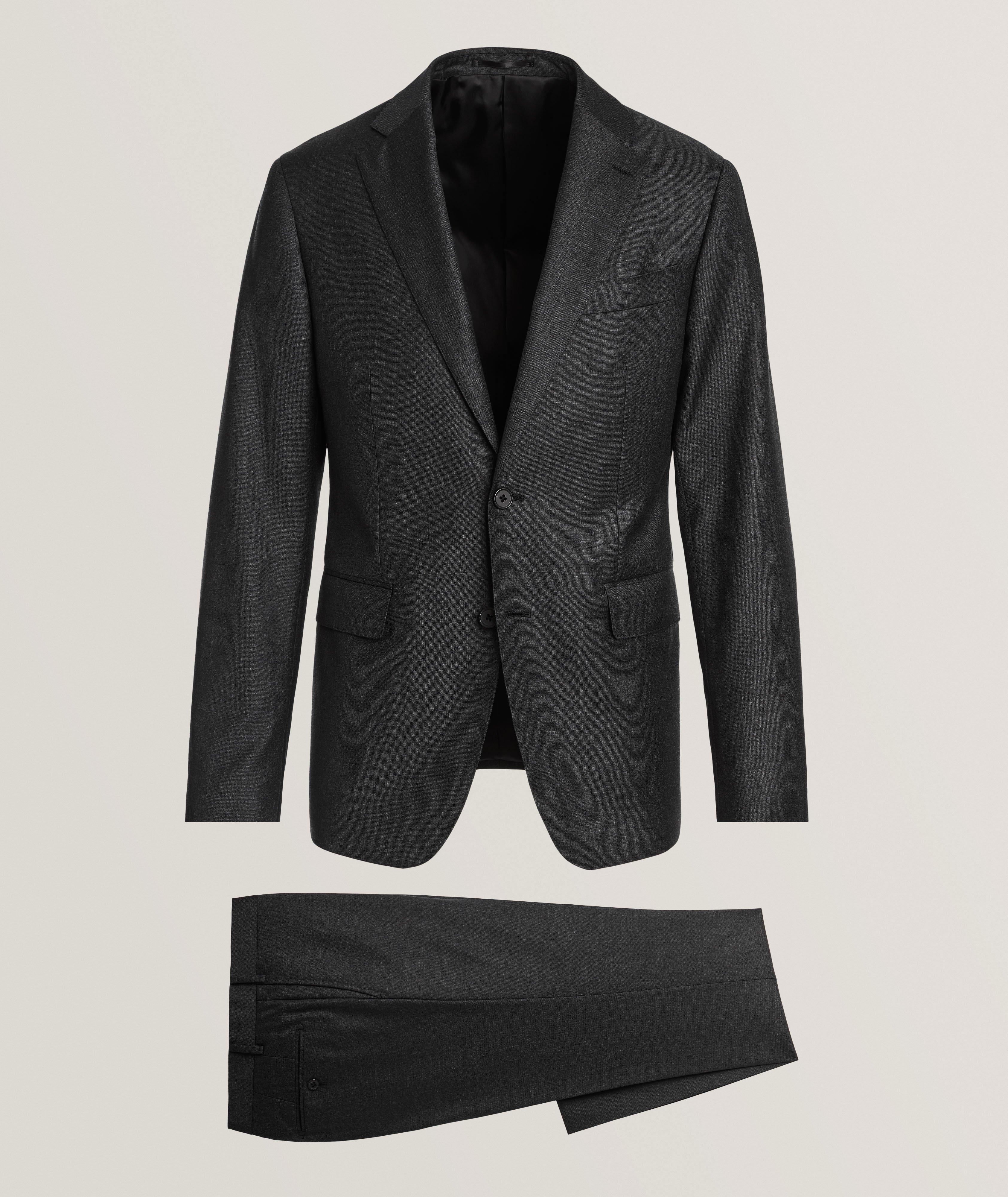 Slim-Fit Sharkskin Virgin Wool Suit