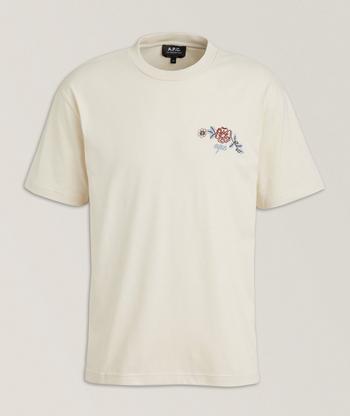 【MONCLER】Embroideredカリグラフィー ロゴ コットン Tシャツ 直営店○MONCLER○カリグラフィーロゴコットンTシャツ