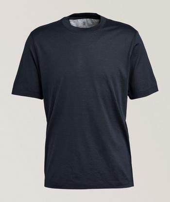 【関税&送料込】Brunello Cucinelli T-Shirt In Cotone Con Log Jersey T-shirt for Man in Cobalt | Brunello Cucinelli