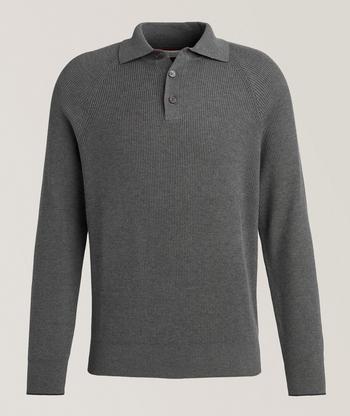 Brunello Cucinelli Ribbed Linen-Cotton Knit Polo | Polos